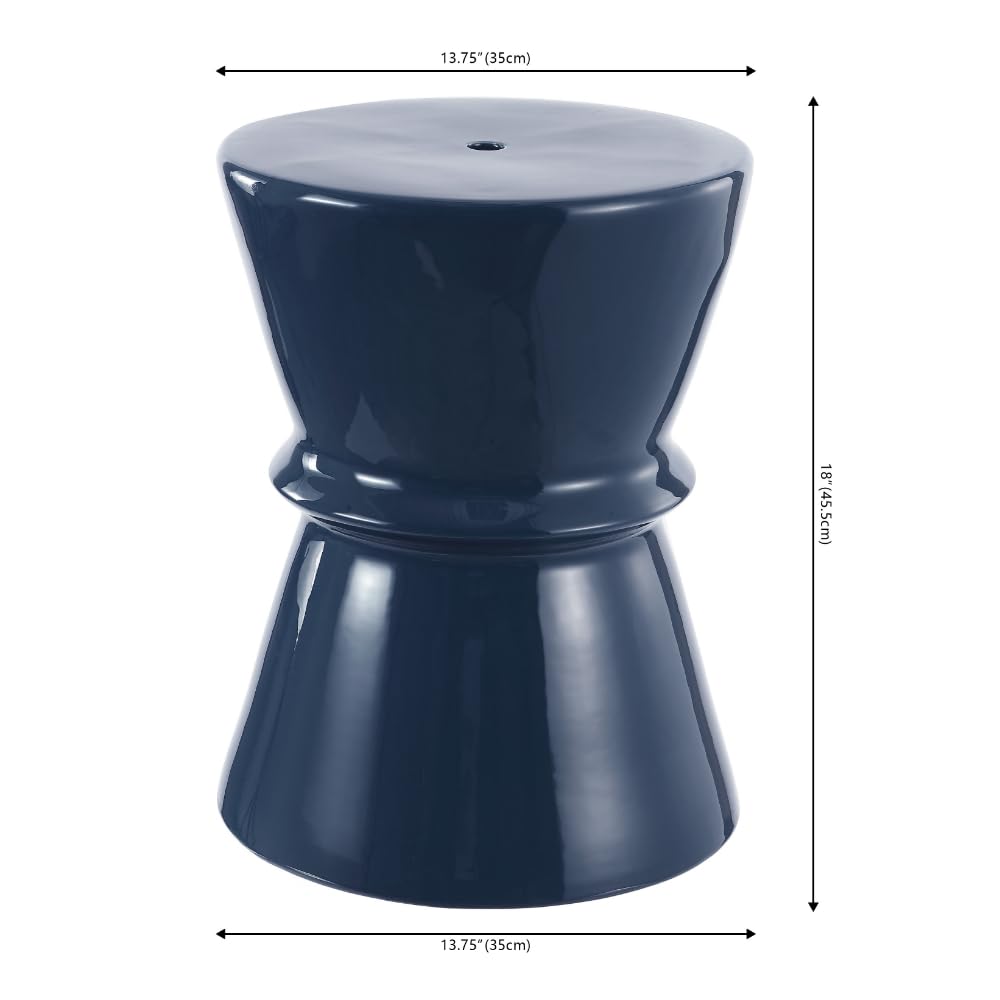 SAFAVIEH Savello Navy Blue Ceramic Garden Stool - Decorative Side Table & Plant Stand for Living Room, Bedroom, Patio | Indoor & Outdoor Use | Fully Assembled Home Decor Accent Piece