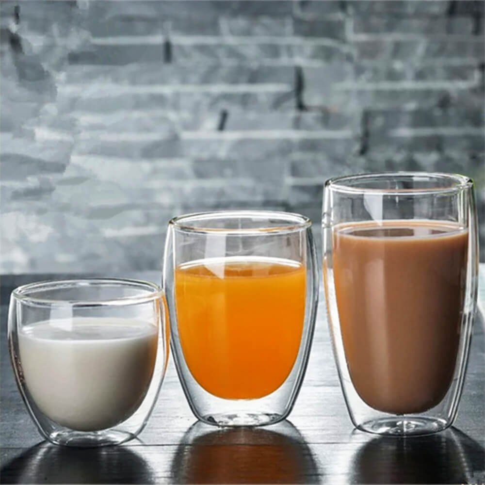 Isadore Double Wall Insulated Espresso Cups - 6oz Glass Coffee Mugs for Hot & Cold Drinks - Perfect for Home, Office, and Café Use