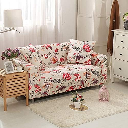 Stretch Printed Couch Cover for 2 Seater Sofa - Patterned Loveseat Slipcover with Non-Slip Design - Perfect for Living Room, Apartment & Home Decor (QAN, 2 Seater/Loveseat)