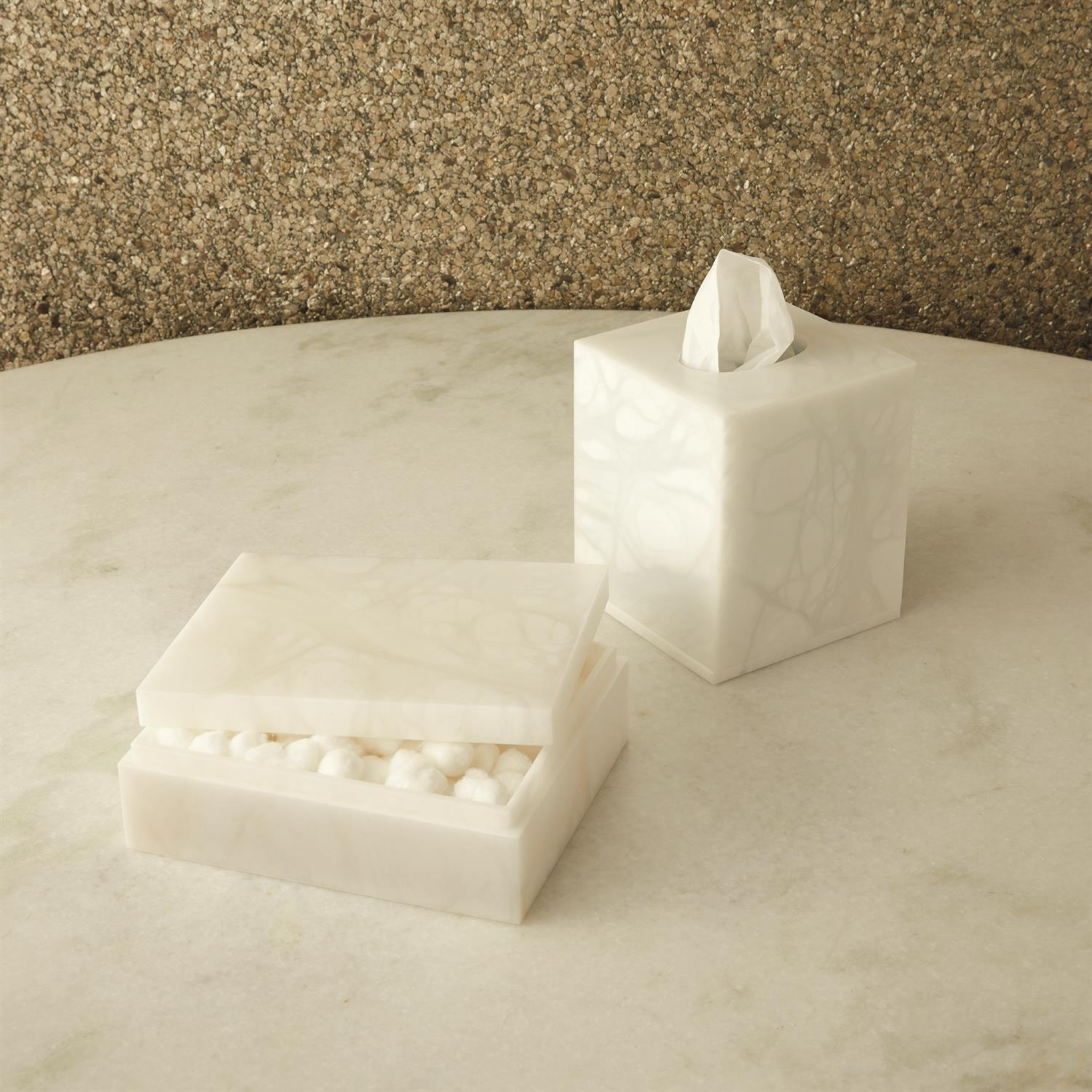 Elegant Alabaster Tissue Box Holder - Decorative & Functional Home Decor for Living Room, Bedroom, or Bathroom