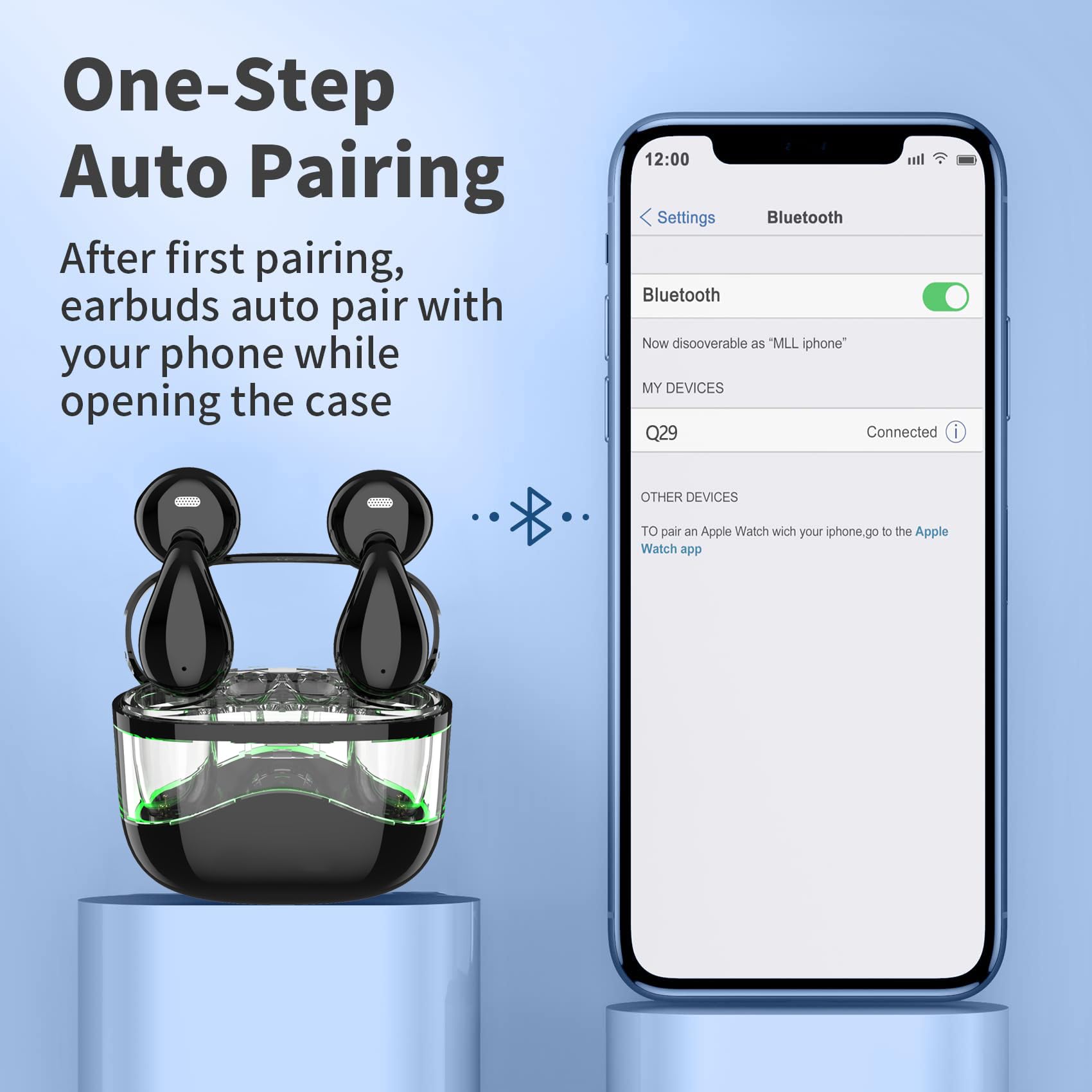 Sixco Q29-1 Wireless Bluetooth 5.3 Earbuds - Lightweight In-Ear Headphones with Deep Bass, Built-in Mic for Clear Calls, IPX5 Waterproof for Sports & Workouts (Glossy Black) - Perfect for Running, Gym & Daily Commute