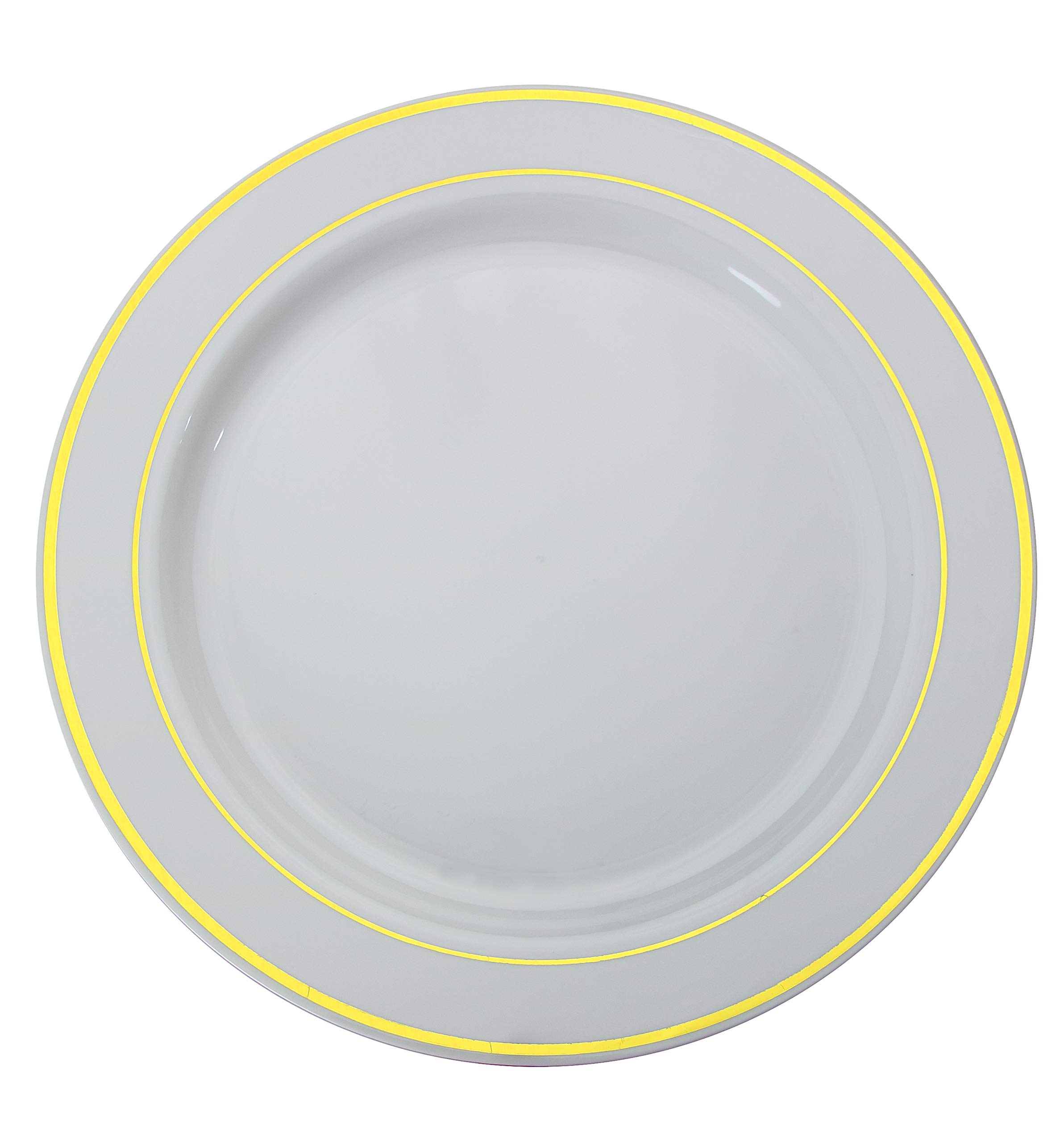 Premium Gold on White Line Design Plastic Wedding Dessert Plates - 40 Pack Heavy Duty 7.5 Inch China-Like Plates for Bridal Showers, Anniversary Parties & Elegant Celebrations
