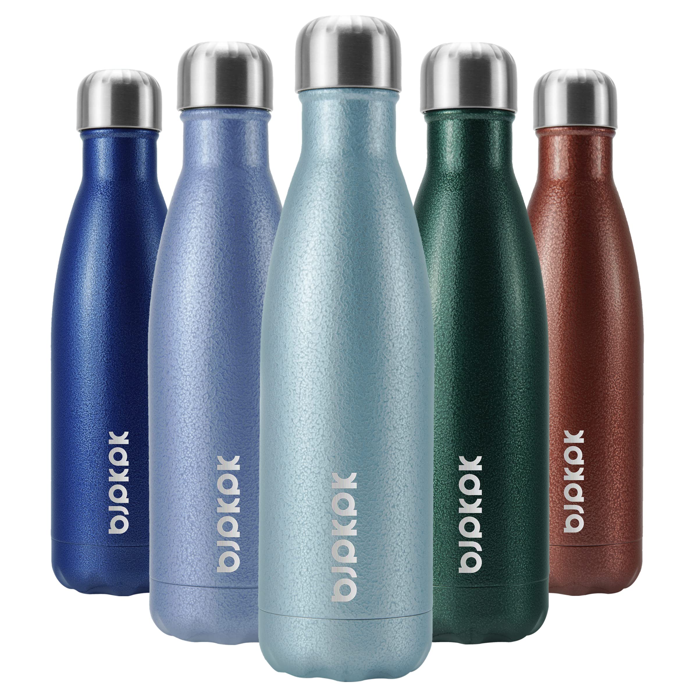 BJPKPK 17Oz Stainless Steel Water Bottle - Double Wall Vacuum Insulated, Leak Proof, Keeps Hot/Cold for 24 Hours - Magnetite Turquoise - Perfect for Gym, Hiking, Office & Outdoor Activities