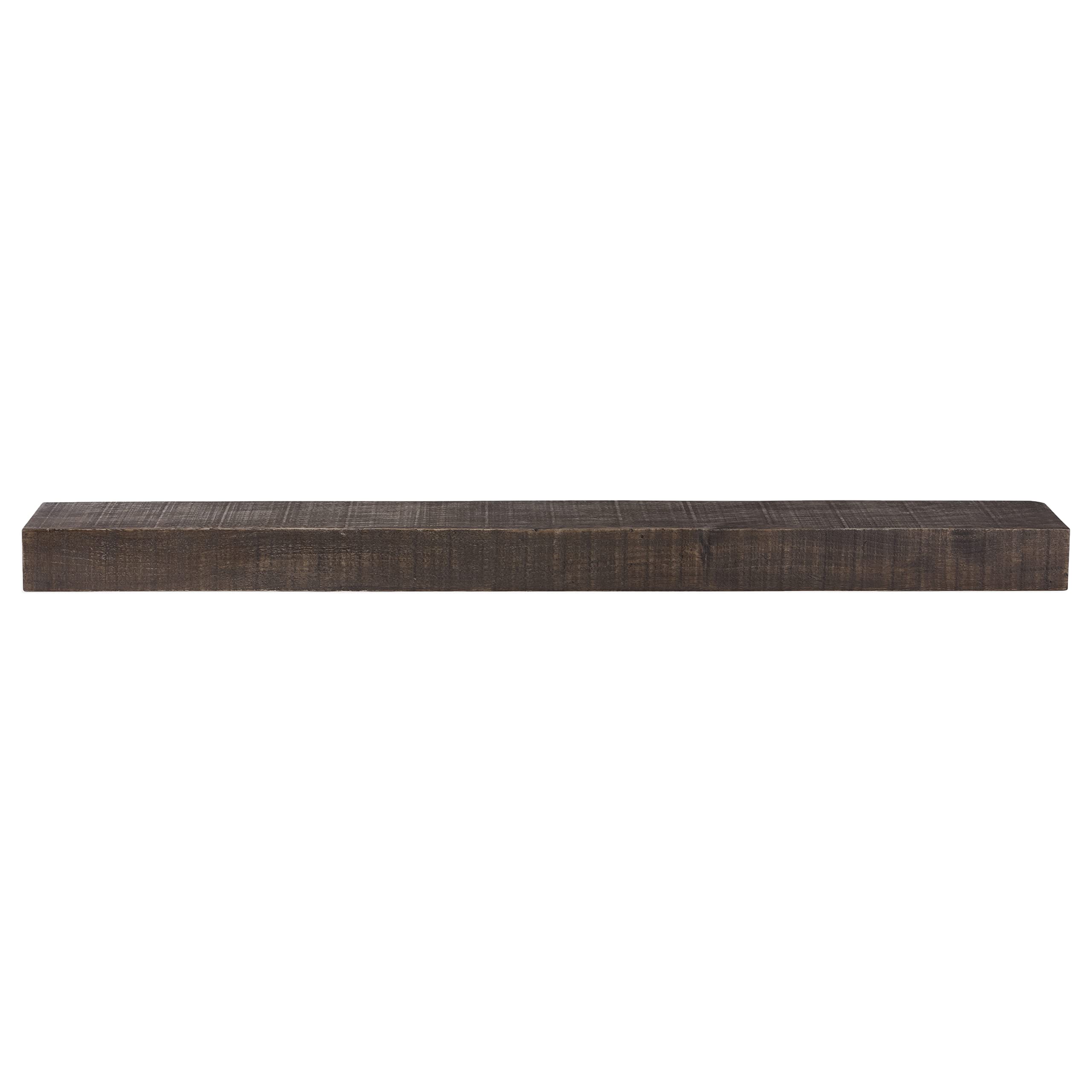 DOGBERRY 60 Inch Rustic Farmhouse Solid Wood Floating Mantel Shelf - Reclaimed Wood with Modern Invisible Brackets - 3 Inch Thick Slab - Dark Chocolate Finish - Perfect for Fireplace Mantel, Living Room Decor, Kitchen Shelving and Bedroom Storage