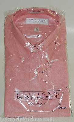 Van Heusen Men's Light Pink Dress Shirt Slim Fit 17 34/35 - Formal Office Wear & Business Attire