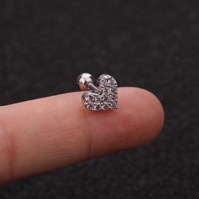 16G Heart Stud Love Conch Upper Ear Piercing Studs - HSPJ1915 | Dainty Cartilage Earrings for Women, Perfect for Everyday Wear & Special Occasions