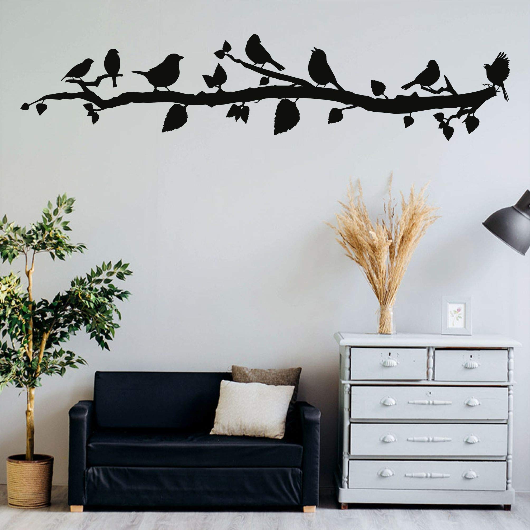 DEKADRON Metal Wall Decor - Birds on Branch Wall Art, Handcrafted Metal Birds Sign for Living Room, Bedroom, Office - 47