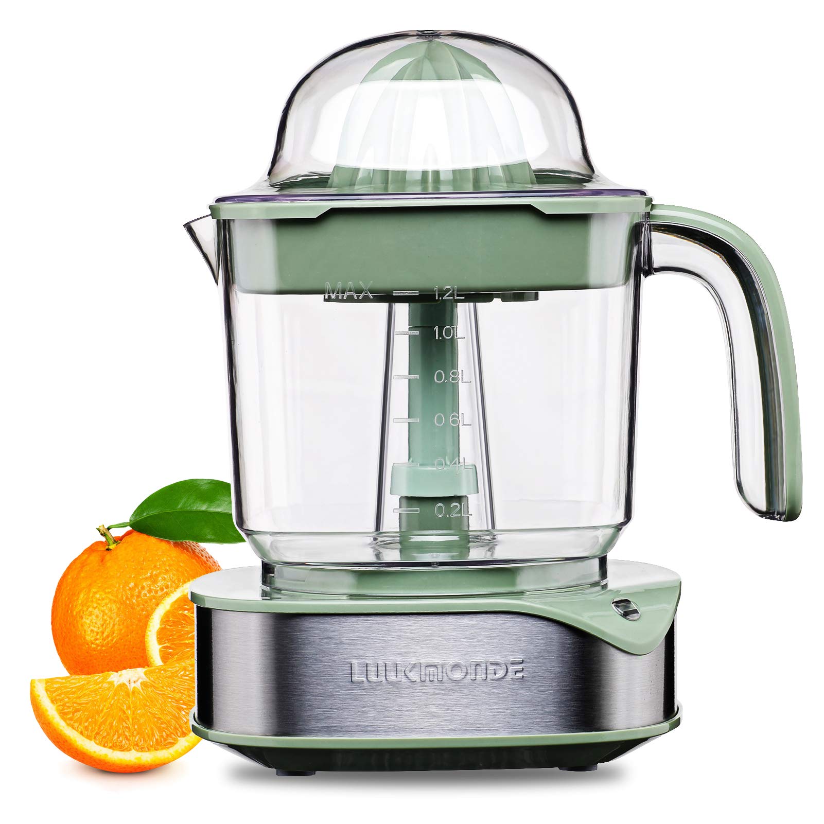 LUUKMONDE 1.2L Electric Citrus Juicer - Powerful Motor & LED Light for Oranges, Lemons, Limes, Grapefruits - Perfect for Breakfast Bars, Juice Shops & Healthy Home Cooking
