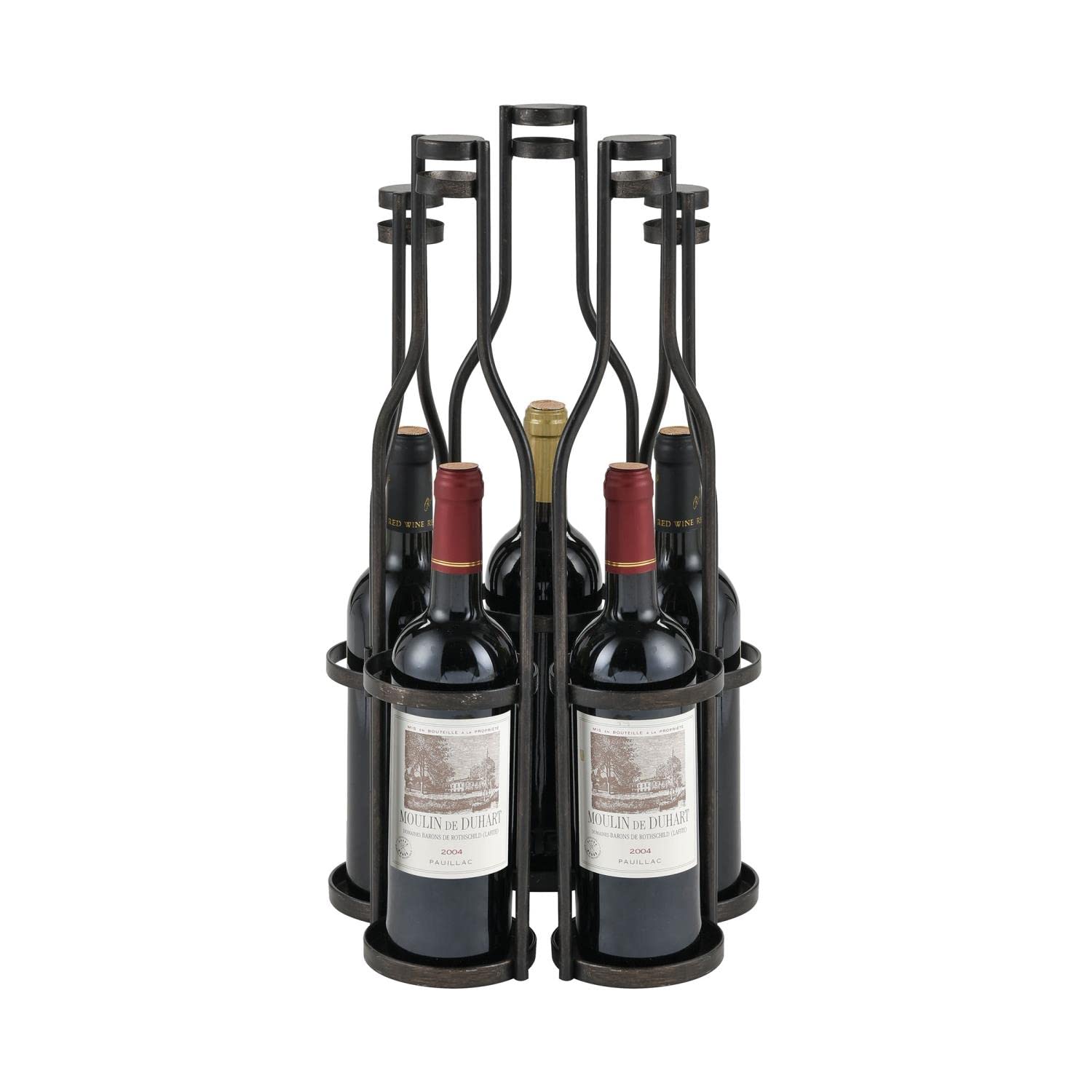 Elk Home Aged Black 5-Bottle Wine Rack - Rustic Wall Mounted Storage for Kitchen, Bar & Dining Room Decor