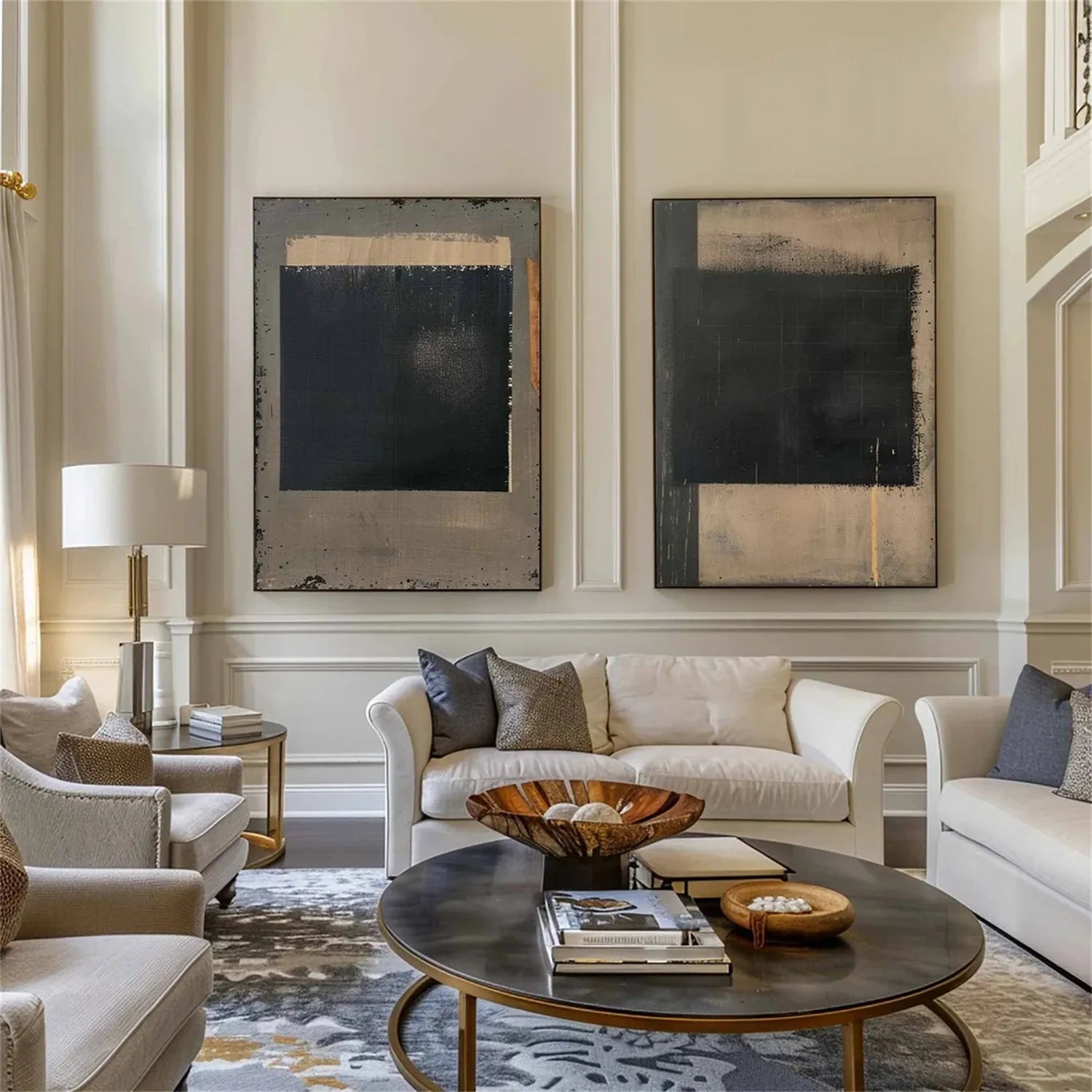 Abstract Tranquility Set of 2 Modern Canvas Wall Art - Minimalist Home Decor for Living Room, Bedroom & Office - #WS169