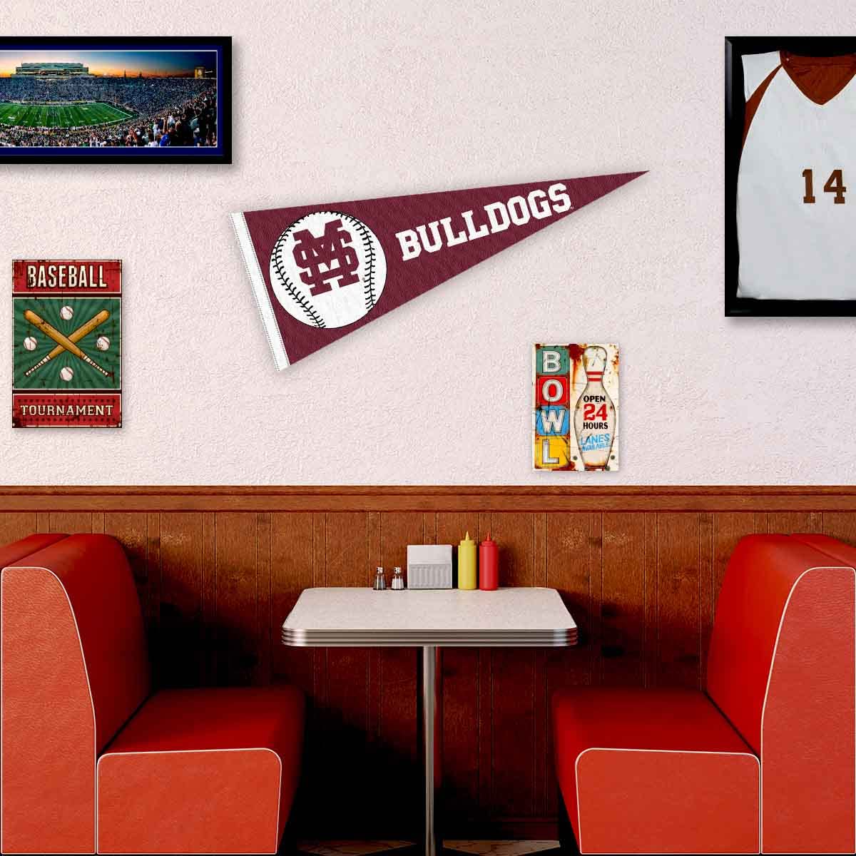 Mississippi State Bulldogs Baseball Felt Pennant - Full Size College Banner for Room Decor, Game Day, Tailgating & Fan Gifts