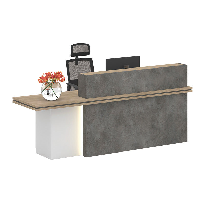 JARIN 2.4M Left Panel Reception Desk in Carbon Grey & White - Modern Office Furniture for Corporate Lobby, Hotel Front Desk & Business Reception Areas