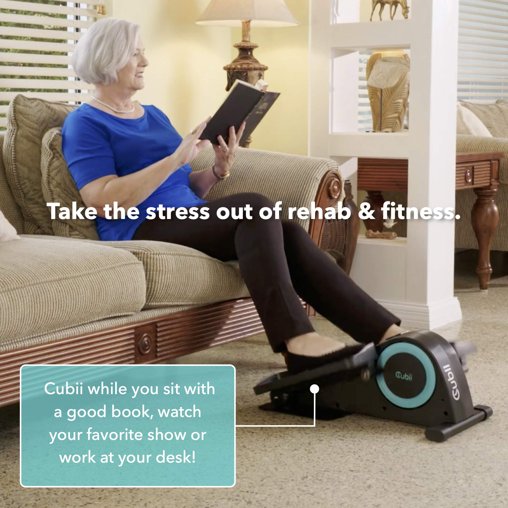 Cubii JR1 Under Desk Elliptical Machine - Compact Seated Pedal Exerciser for Home & Office Use - Quiet Work from Home Fitness Equipment - Ideal for Seniors & Desk Workers - Perfect for Small Spaces & Low-Impact Workouts