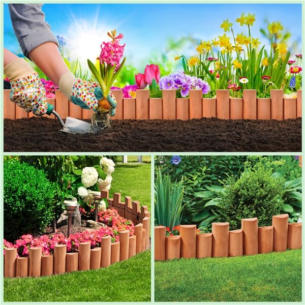 Yaheetech 6-Pack Wooden Garden Fence - 24 Inch Decorative Short Fence for Outdoor Flower Beds, Lawn Edging, and Yard Landscaping