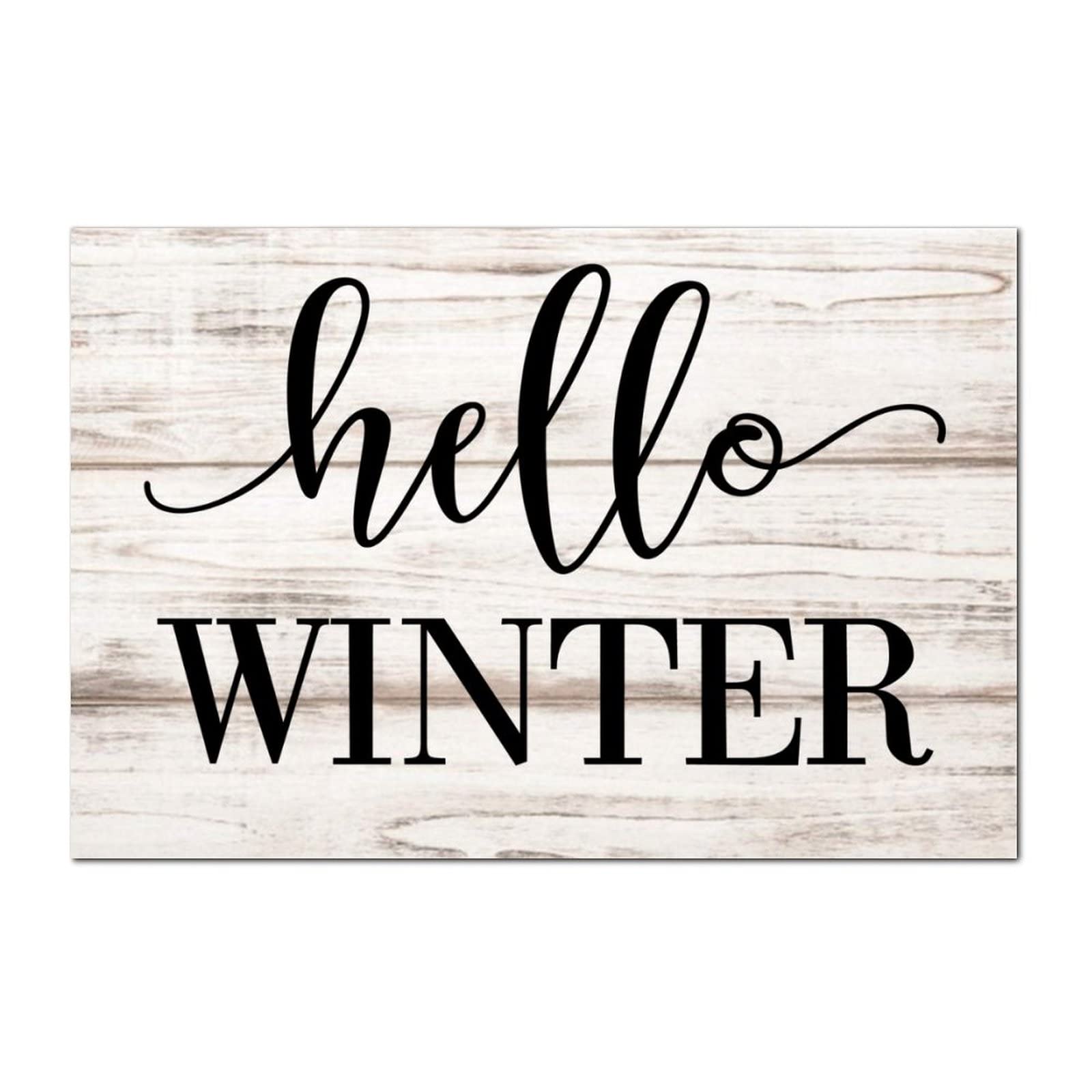 Farmhouse Wood Sign 'Hello Winter' - Rustic Wooden Hanging Wall Decor for Home, Cabin & Office | Seasonal Holiday Plaque for Christmas, Winter Decorations & Cozy Indoor Wall Art