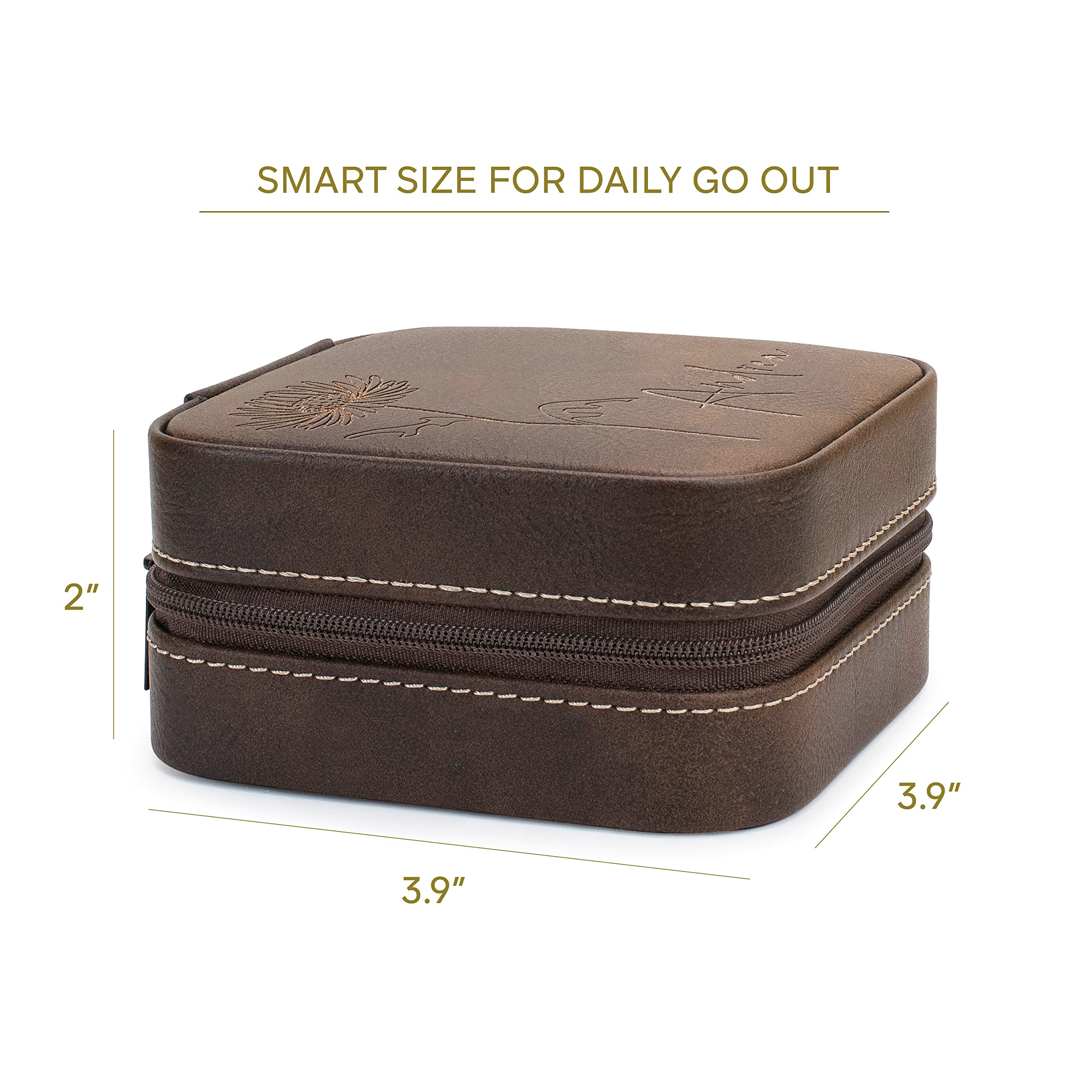 Personalized Leather Jewelry Box with Custom Name & Birth Flower - Engraved Jewelry Organizer for Women | Birthday Gift for Mom, Wife, Girlfriend | Travel Jewelry Case, Anniversary Present - Perfect for Valentine's Day, Mother's Day & Special Occasions (Black)