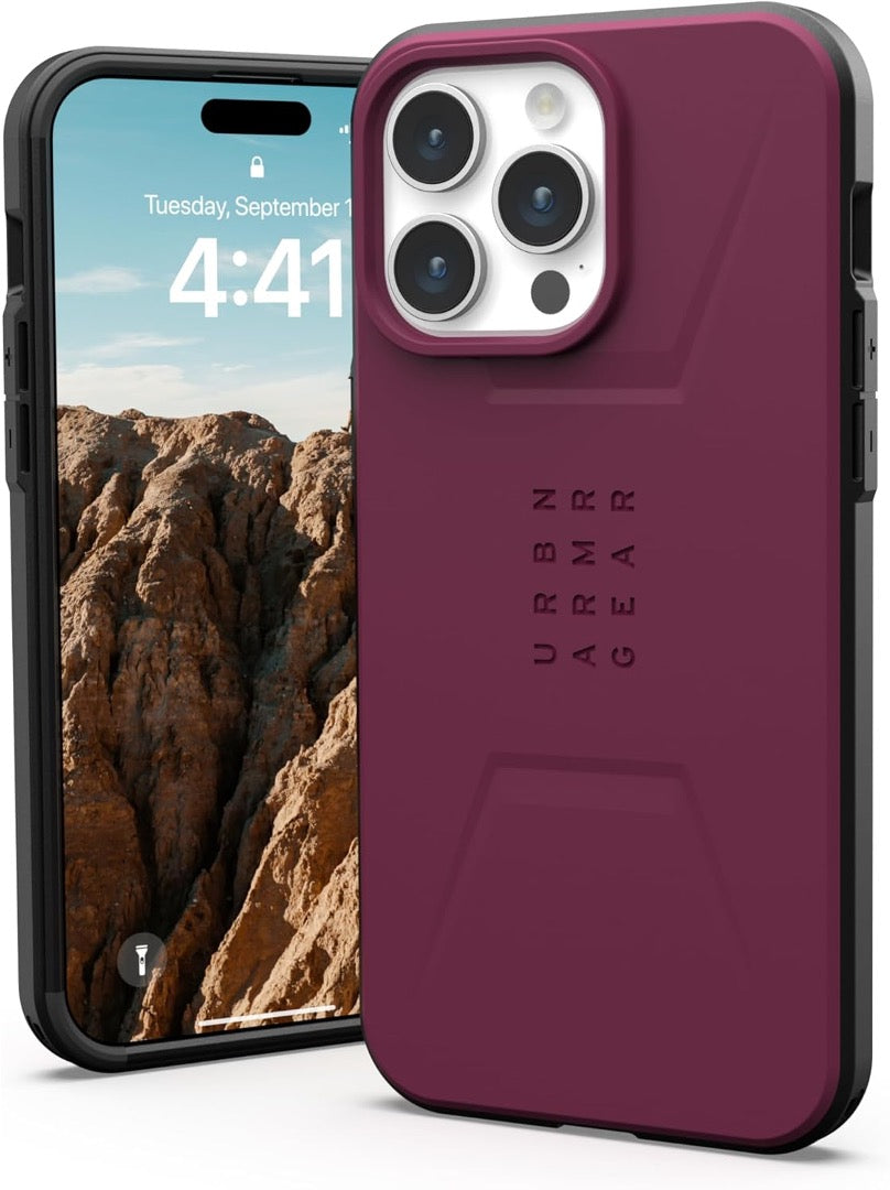 Premium Civilian Case for iPhone 15 Pro Max - Bordeaux Red Magnetic Magsafe Compatible - Perfect for Work, Travel & Everyday Protection