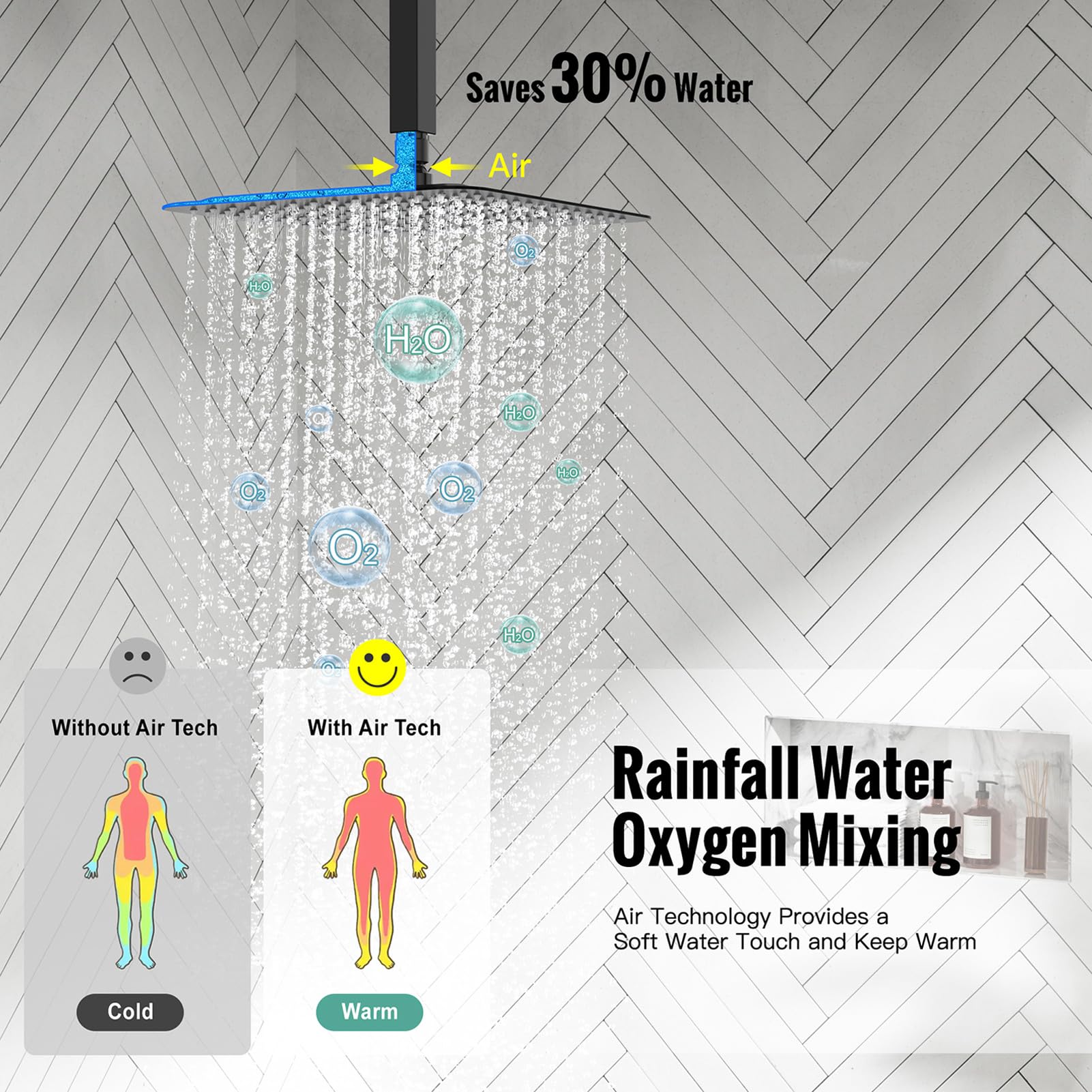 SR SUN RISE 10 Inch Ceiling Mounted Rainfall Shower System - Matte Black Shower Combo Set with Mixer Valve & Rough-in Trim - Perfect for Modern Bathroom & Spa Experience