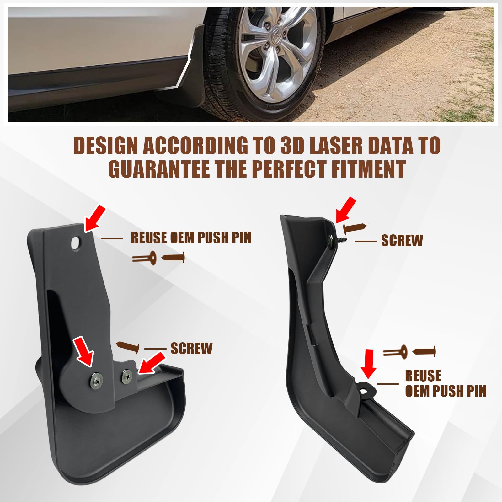 Muslogy Mud Flaps for Honda Accord 11th Gen 2023-2024 - Front & Rear Splash Guards (4Pcs) - No Drilling Required - Durable Fender Protection - Perfect for All-Weather Driving & Off-Road Adventures