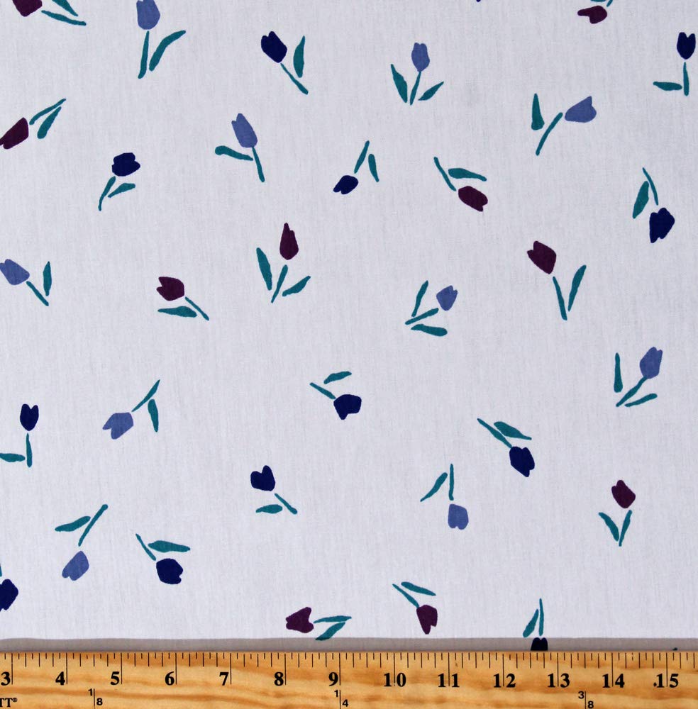Premium Poly Cotton Blend Medical Scrub Fabric with Tulip Print by The Yard (Tulips-Z-5J) - Ideal for DIY Scrubs, Nursing Uniforms & Healthcare Apparel