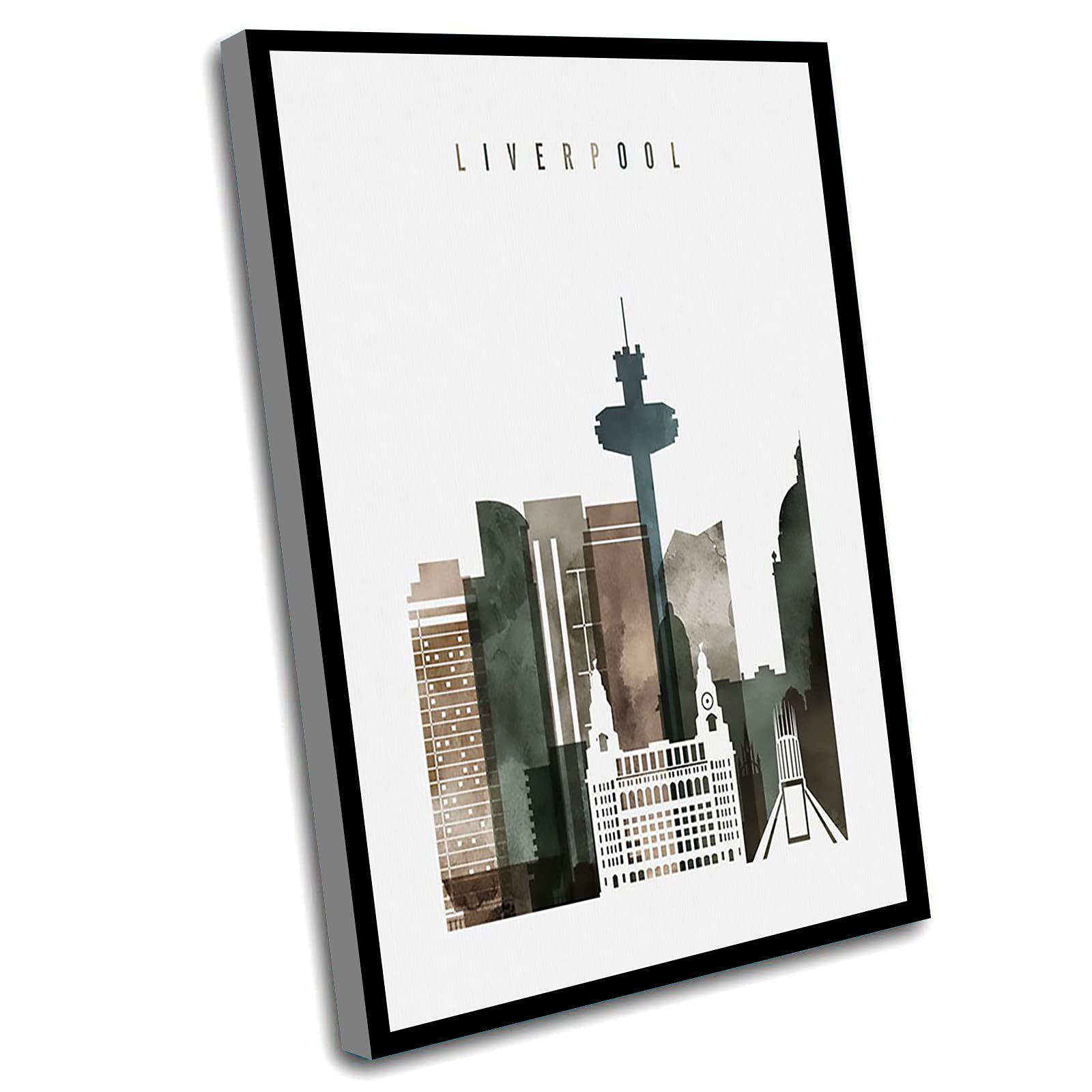 Liverpool Skyline Art Print - 8x12 Inch Framed Wall Art for Baby Room, Office & Home Decor | Travel Gift & City Landscape Poster | Perfect for Nursery, Bedroom & Mens Workspace