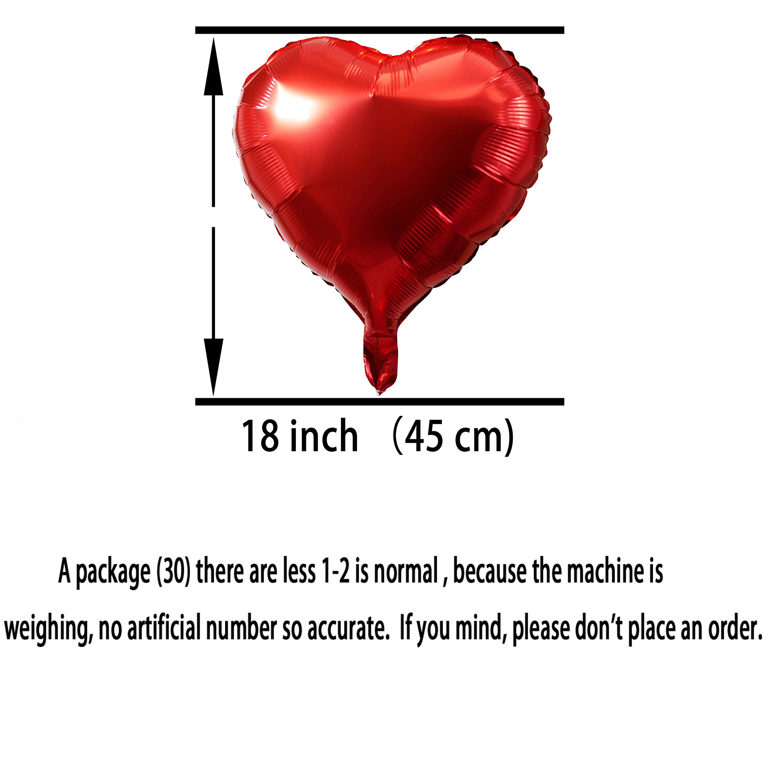 Valentine's Day Red Heart Foil Mylar Balloons - 30 Pack for Wedding, Bachelorette Party, Birthday & Nursery Decorations | Romantic, Anniversary & Baby Shower Party Favors | Perfect for Photo Backdrops & Ceiling Decor
