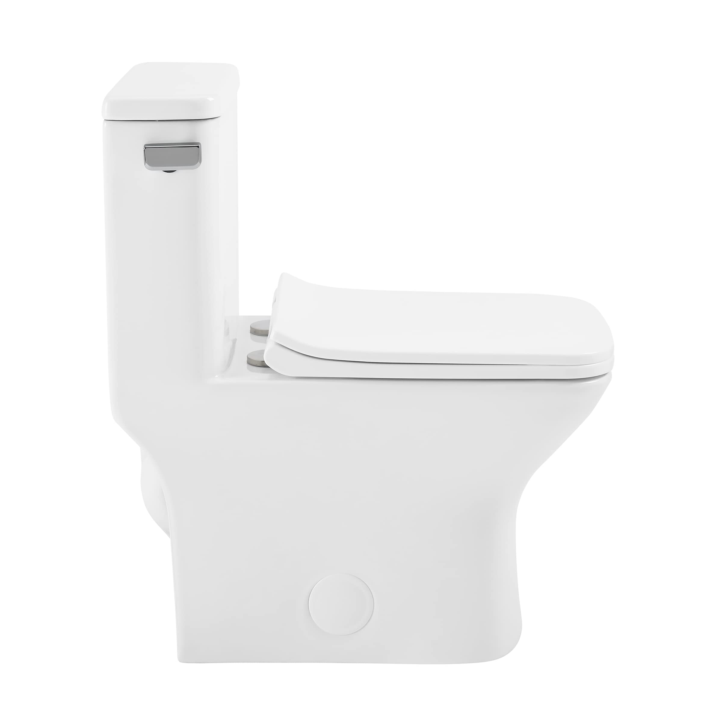 Carre One-Piece Square Toilet Left Side Flush Handle 1.28 GPF Water Efficient Toilet - Perfect for Modern Bathrooms & Small Spaces
