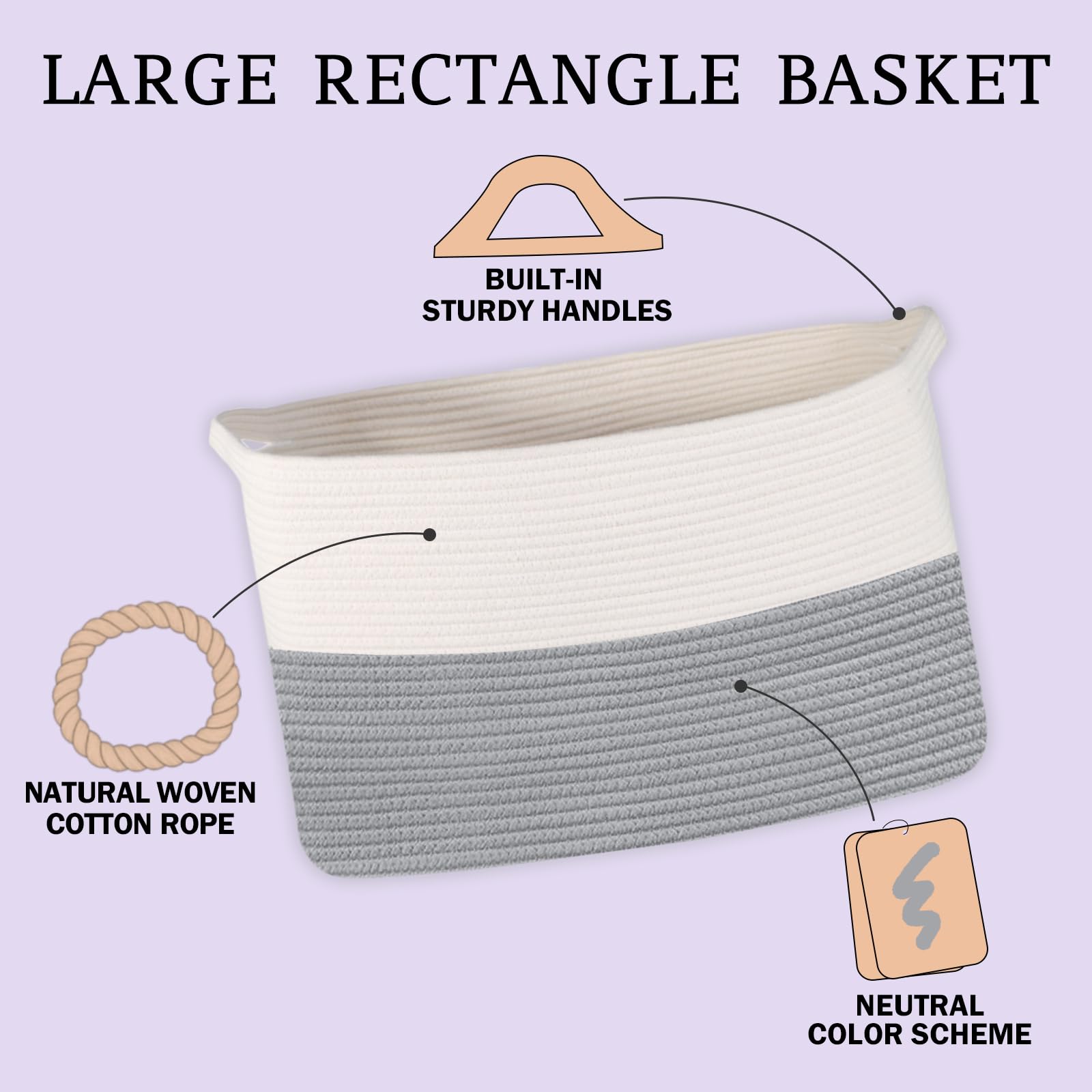 Extra Large Woven Cotton Rope Storage Basket 22