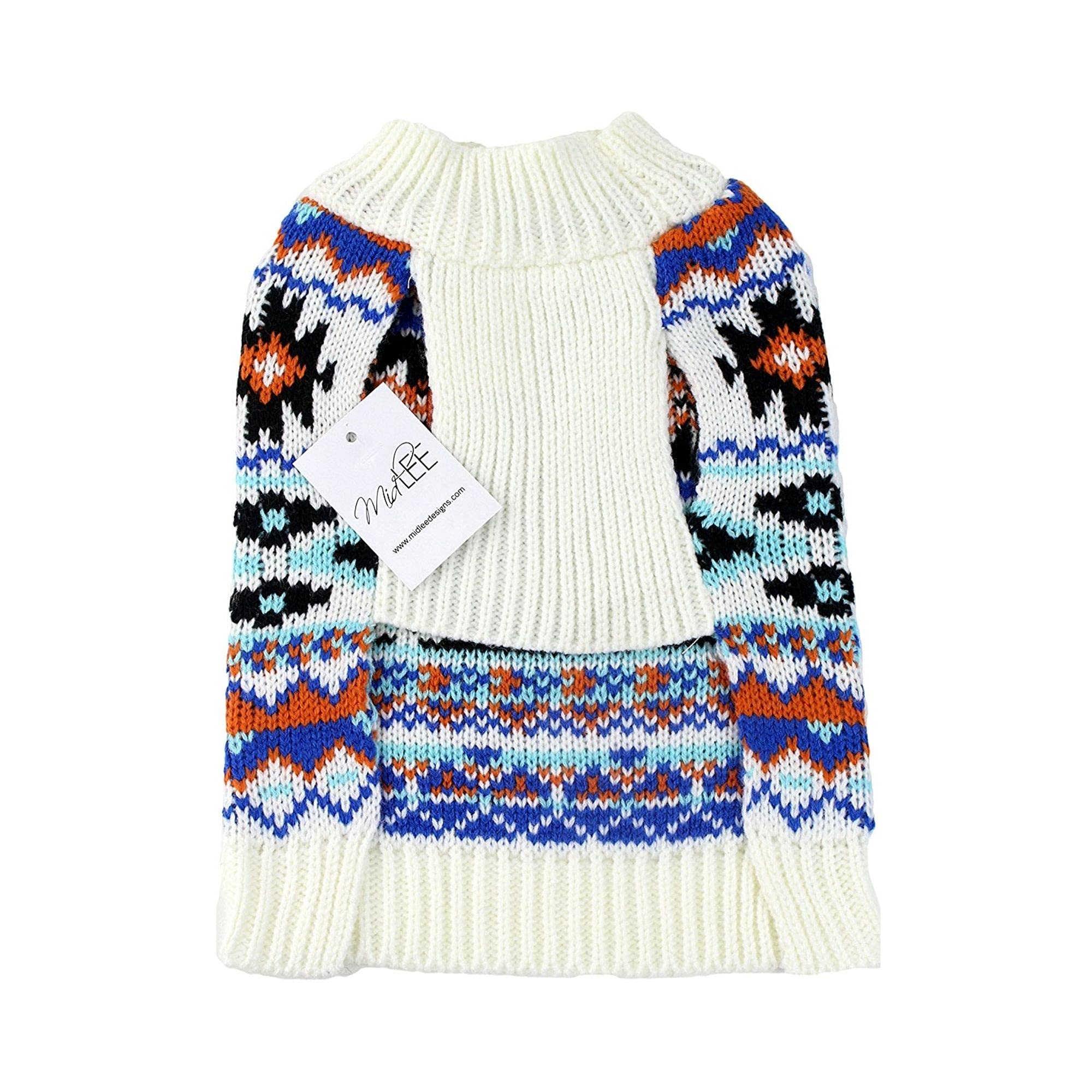 Midlee Aztec Dog Sweater for Small Dogs - Warm Winter Knit Pullover with Tribal Pattern - Cozy Pet Apparel for Chihuahuas, Pomeranians & Yorkies - Perfect for Cold Weather Walks, Park Visits, Hiking & Indoor Cuddling - Ideal Christmas Gift for Pet Lovers