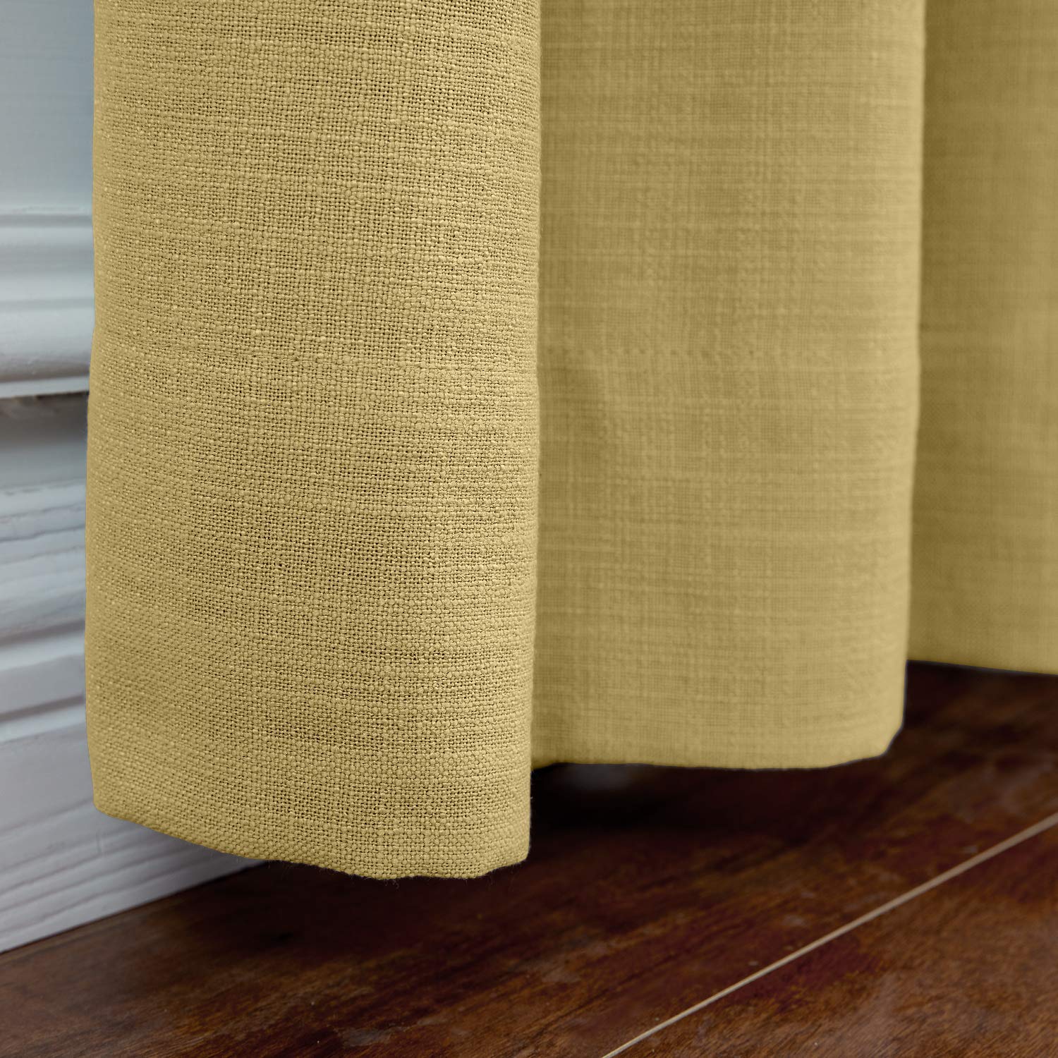 Frelement Breathable Faux Linen Curtains - Noise Reducing Blackout Drapes with 4-in-1 Header for Bedroom, Living Room & Office (52x96 Inches, Khaki) - Perfect for Light Control, Privacy & Sound Absorption in Home & Workspaces