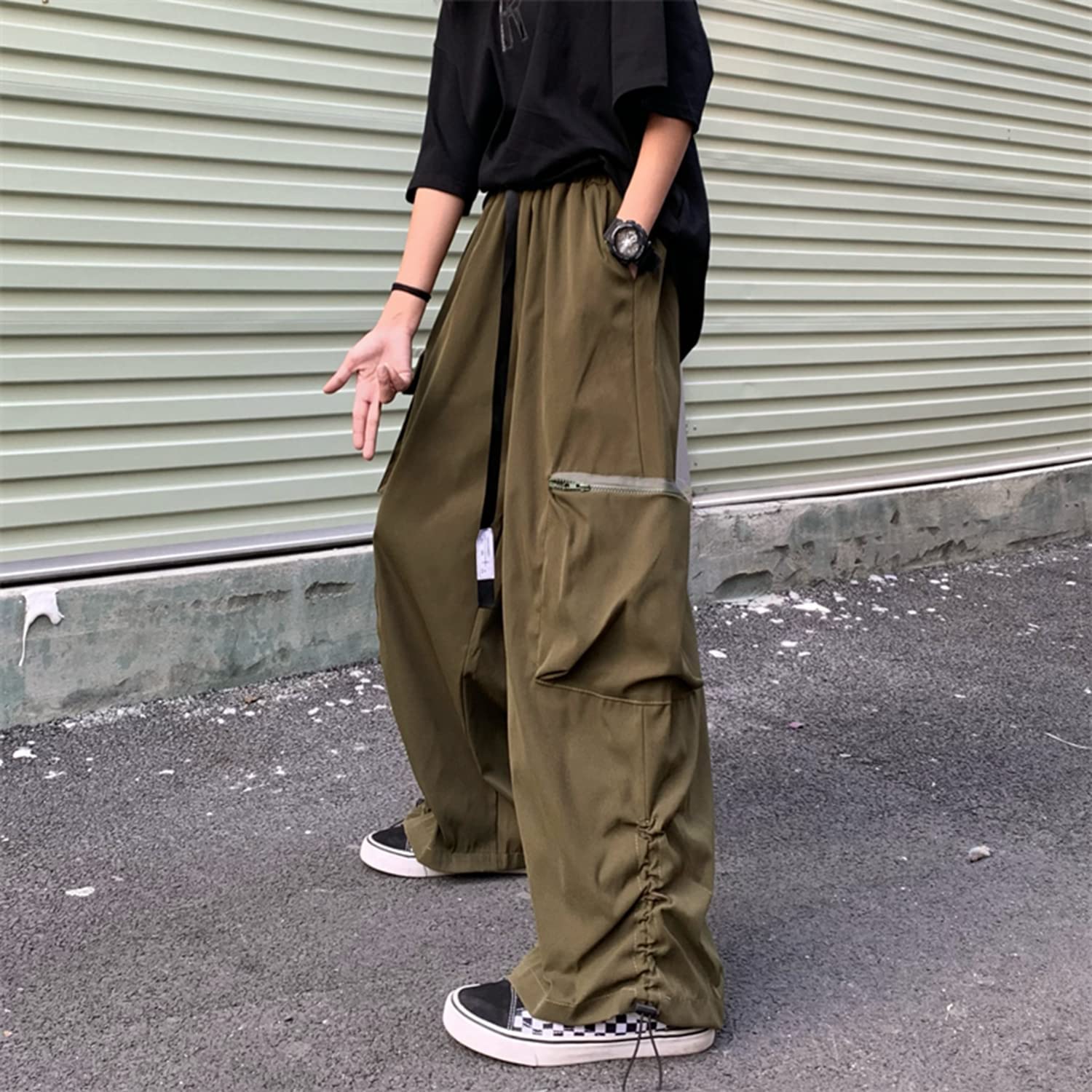 **Stylish Wide Leg Cargo Pants for Women - Punk Baggy Drawstring Trousers, Harajuku Fashion Joggers - Perfect for Streetwear, Casual Outfits & Workout**