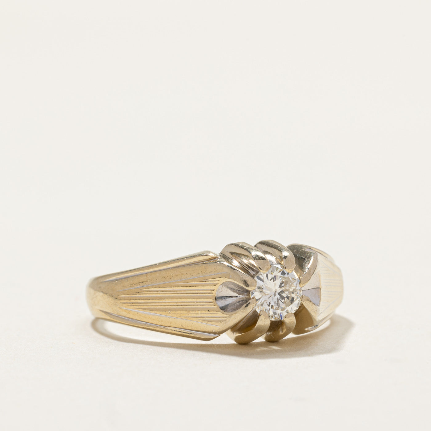 0.35ct Belcher Set Diamond Textured Ring - Size 10 | Elegant Stackable Band for Women | Perfect for Weddings, Anniversaries & Everyday Wear