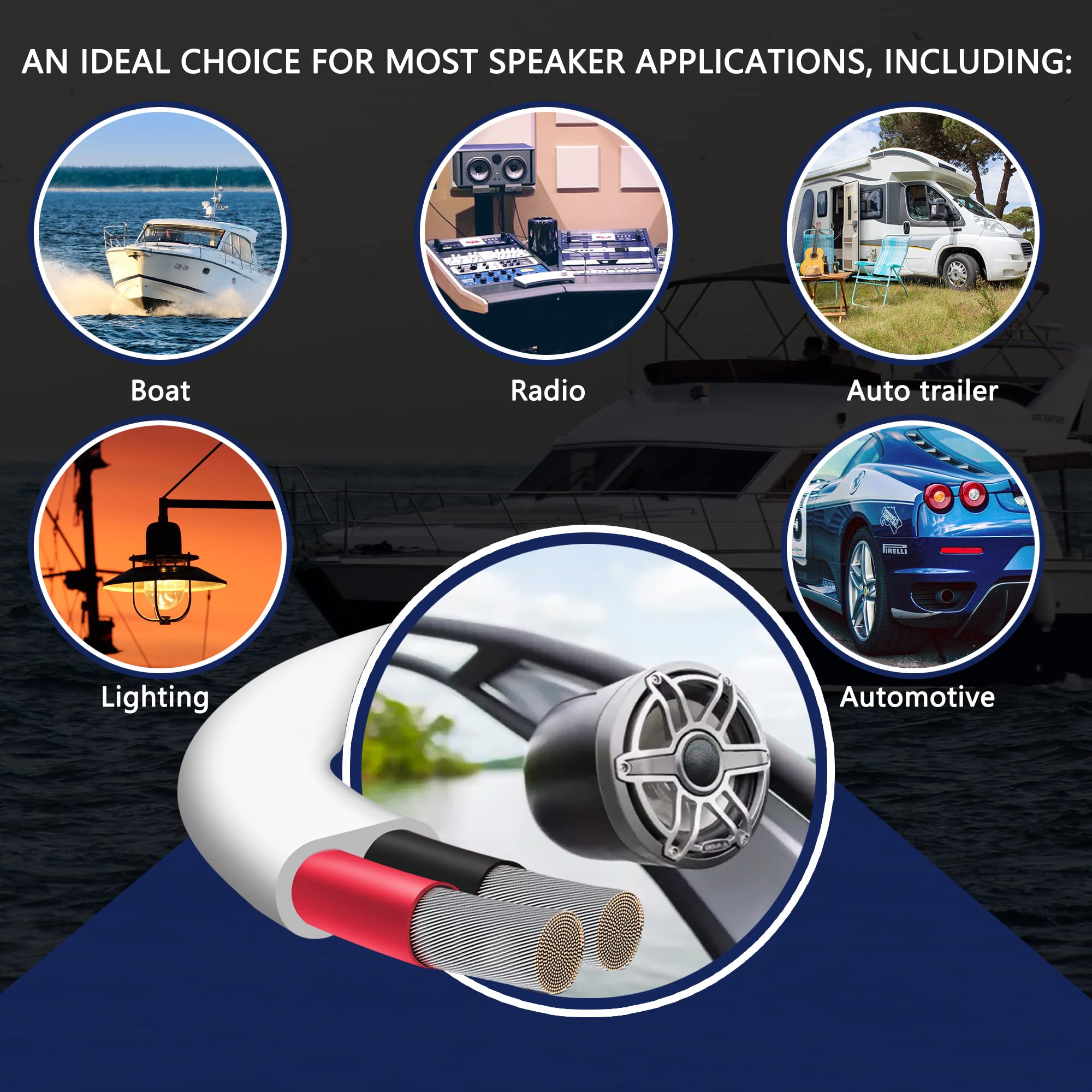 16 Gauge Duplex Marine Wire Tinned Copper Boat Cable, 30ft 16 AWG OFC Oxygen Free Copper Wire for Outdoors, Automotive, Boat, Speakers, Solar, RV, Camper, Trailer - Ideal for Marine, Audio, and Power Applications