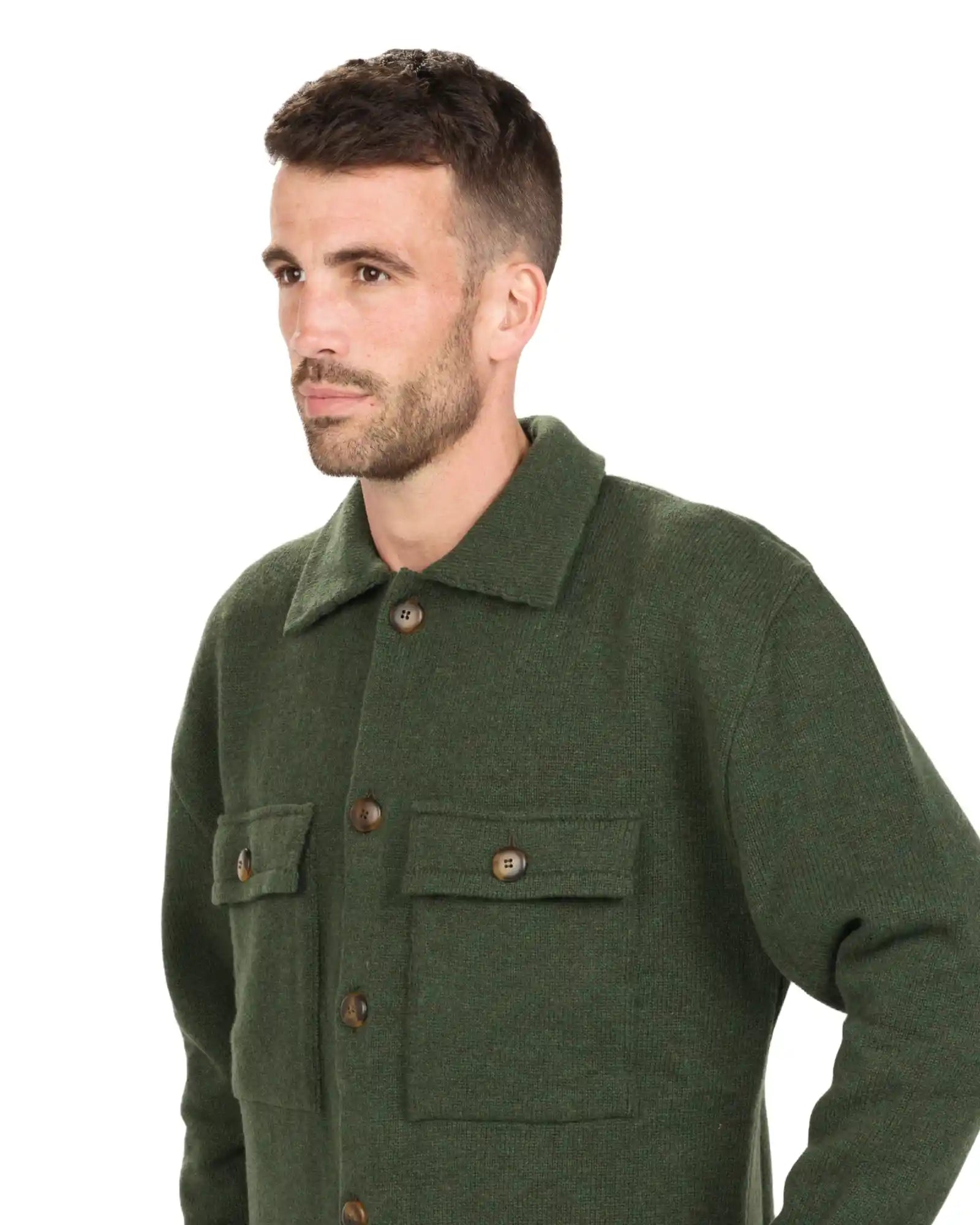Olive Men's Wool Shacket Jacket - Warm & Stylish Winter Coat for Outdoor Activities HS001 | Perfect for Hiking, Camping, and Casual Wear
