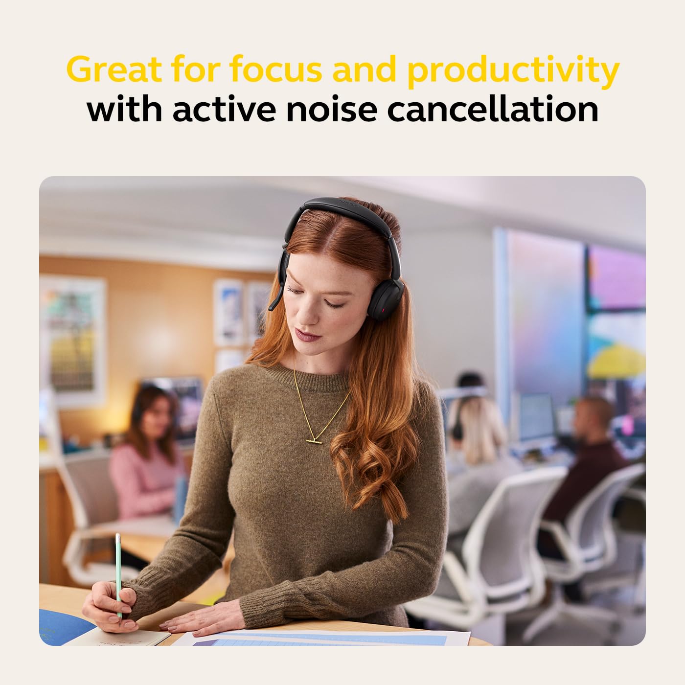 Jabra Evolve2 65 Flex Wireless Stereo Headset with Bluetooth - Noise Cancelling Headphones with Jabra ClearVoice & Hybrid ANC - Microsoft Teams Certified (Black) - Perfect for Remote Work, Online Meetings & Office Use