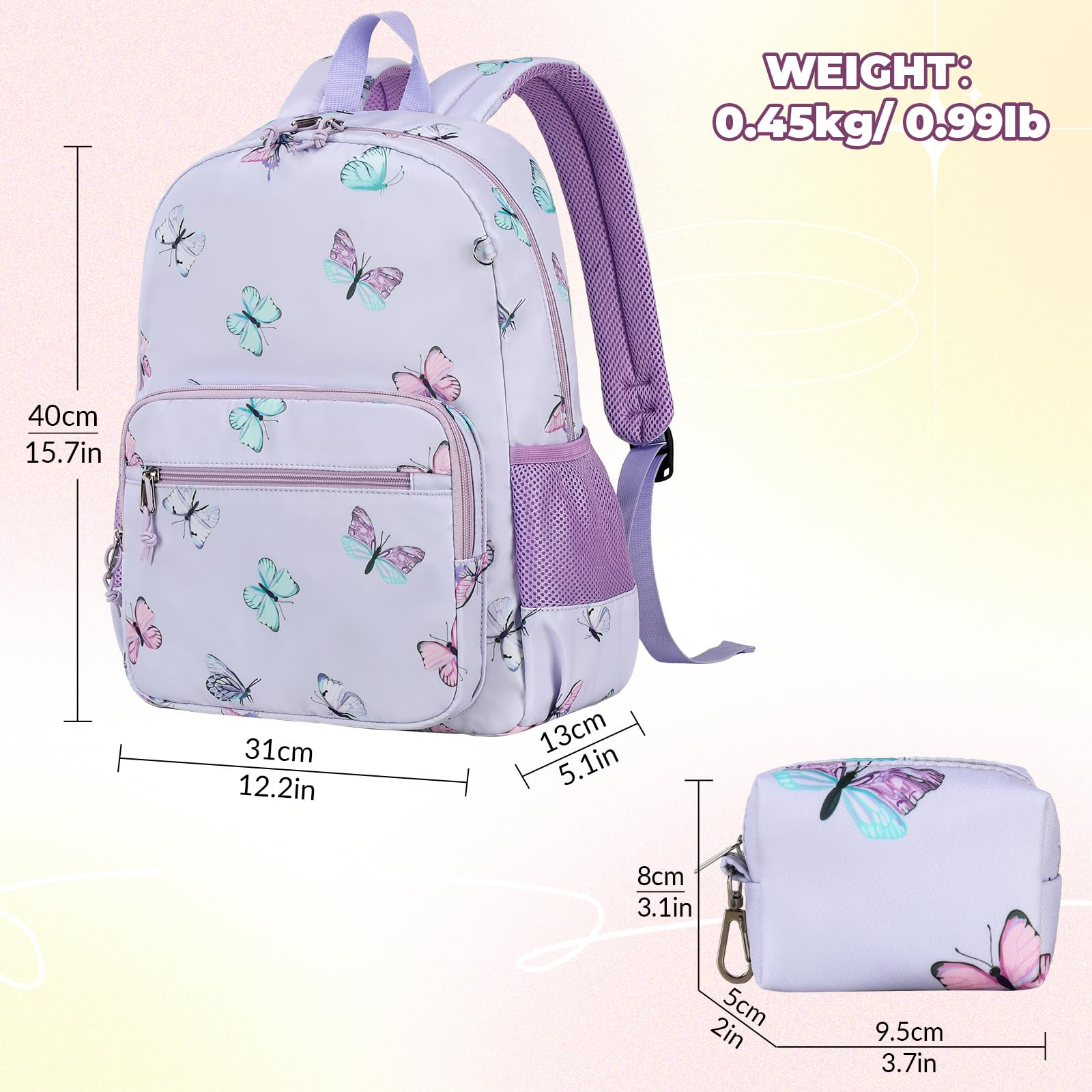 Mygreen Kawaii Girls Backpack for School - Cute Kids Backpack with Laptop Compartment | Perfect for Elementary Students, Travel & Daily Use
