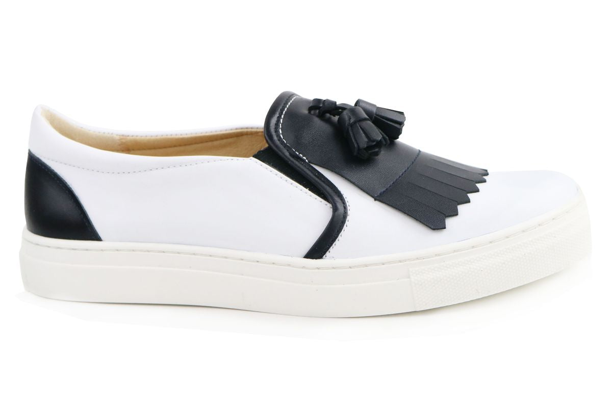 Black and White Tassel Sneakers for Women - Trendy Casual Shoes with Stylish Tassel Details | Perfect for Everyday Wear, Office, and Weekend Outings