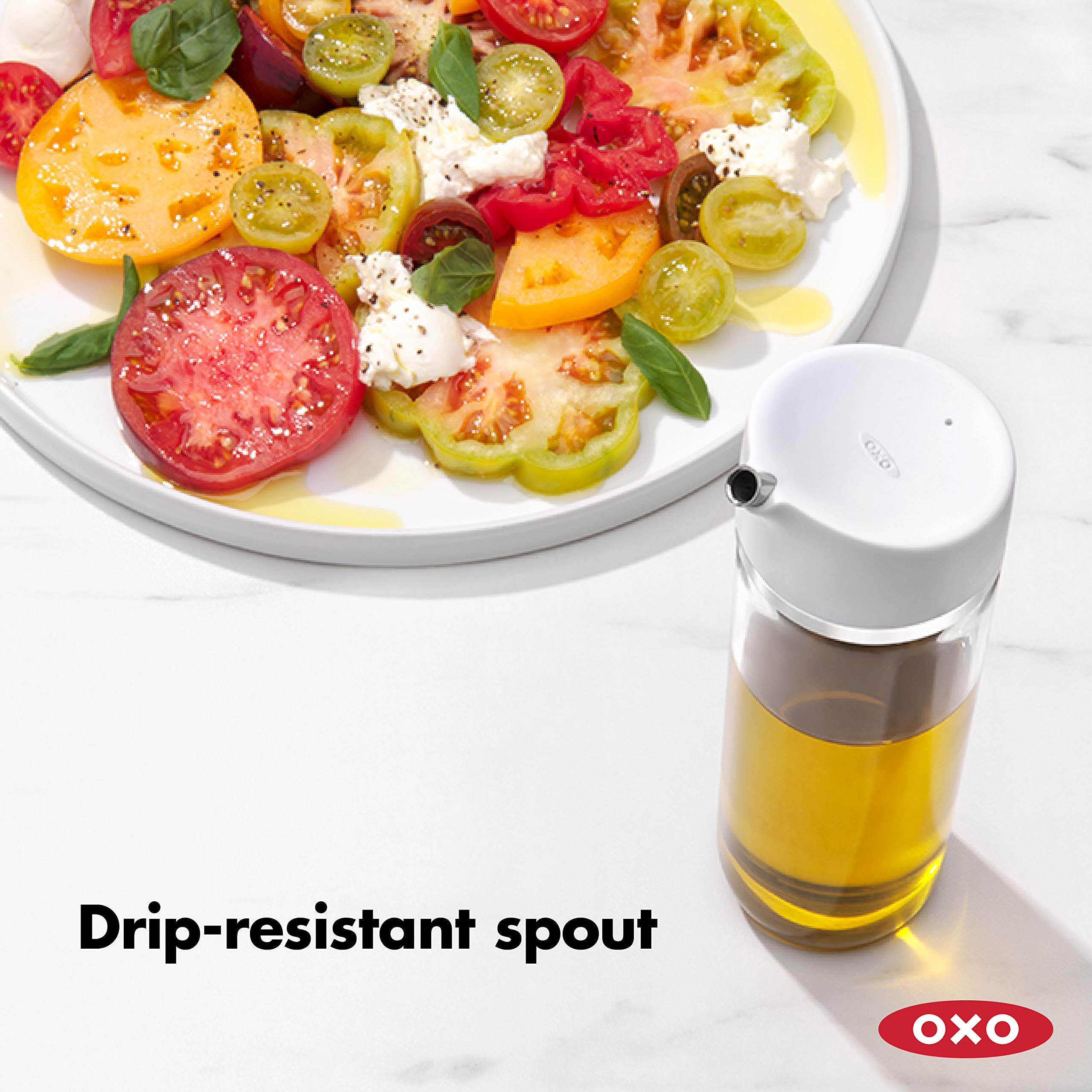 OXO Good Grips 12 oz Precision Pour Glass Oil Dispenser for Kitchen - Olive Oil Bottle with Drip-Free Spout & Ergonomic Handle - Perfect for Cooking, Salad Dressing & Baking