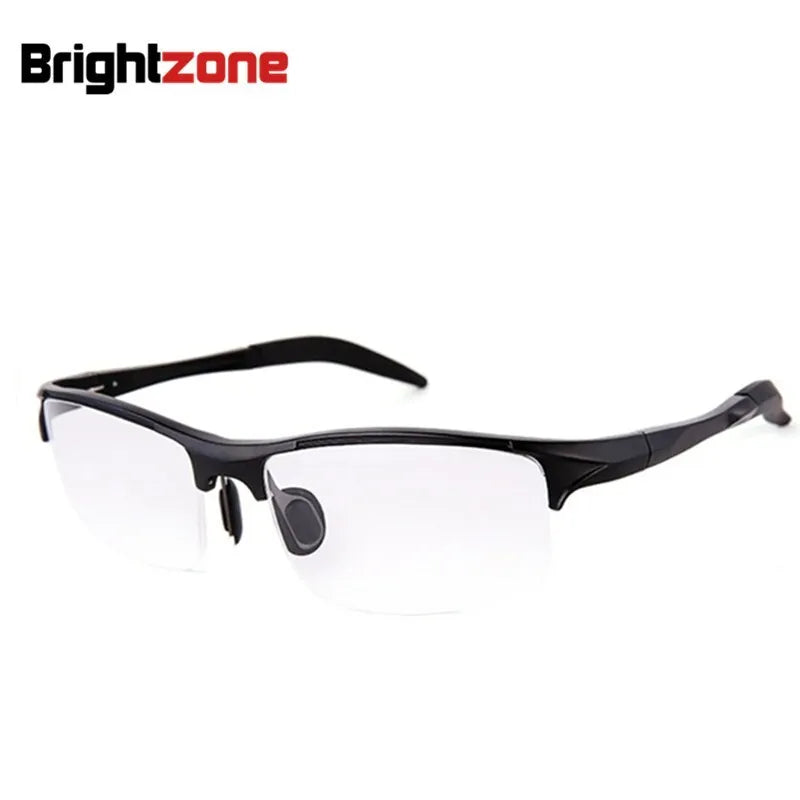 Brightzone Men's Semi-Rim Square Aluminum Sport Eyeglasses 70188 - Lightweight Durable Frames for Running, Cycling & Outdoor Activities