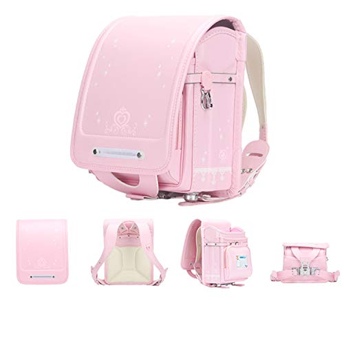 Premium Japanese Randoseru Backpack for Kids - PU Leather, Waterproof, Automatic Opening, Pink - Perfect for School, Travel & Daily Use