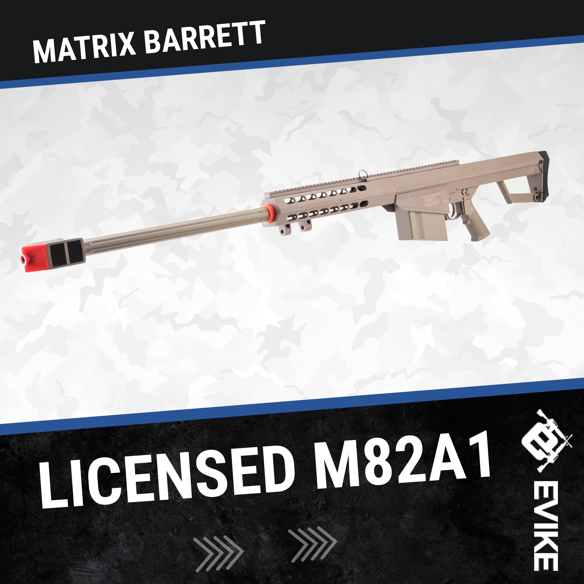 Matrix Barrett Licensed M82A1 Spring Airsoft Sniper Rifle - Desert Earth Camo | High-Powered Bolt Action | Perfect for Outdoor Skirmishes & Target Practice