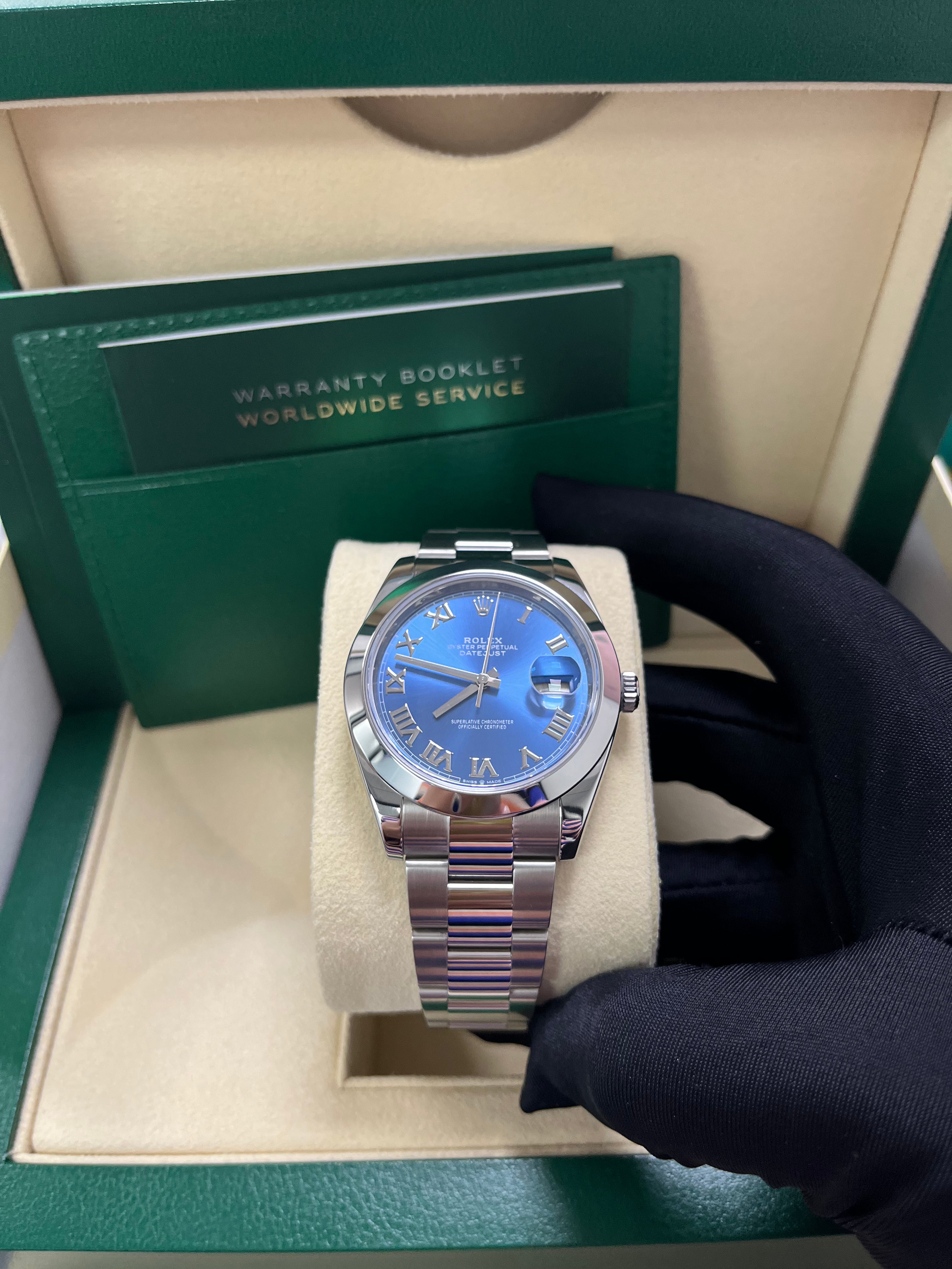 Rolex Datejust 41mm Men's Watch - Blue Roman Dial, Oyster Bracelet, Stainless Steel, Ref 126300 | Luxury Dress Watch for Business & Formal Occasions