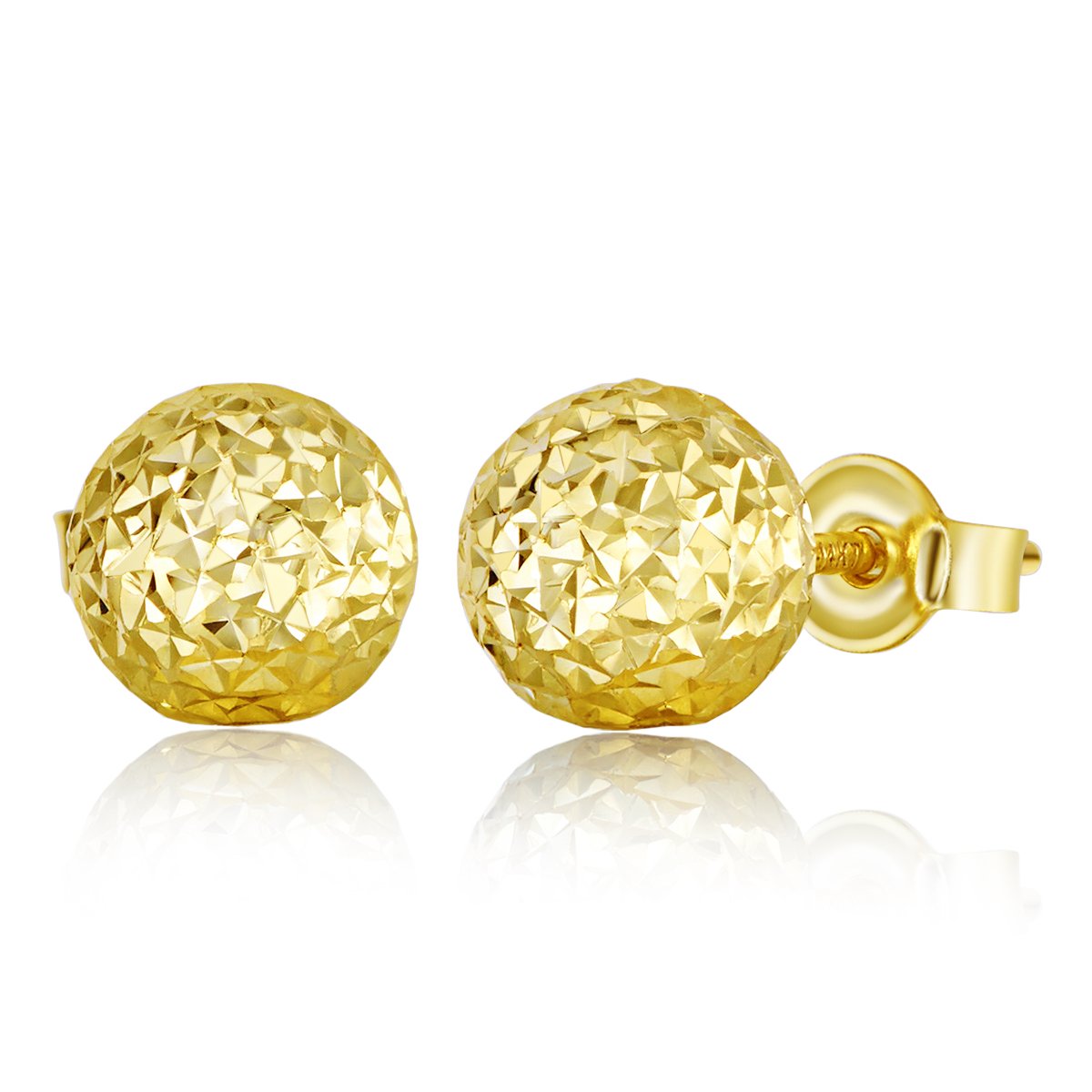 14K Real Yellow Gold Ball Earrings for Women – Classic Hoop Stud Earrings for Everyday Wear, Gift, Party & Wedding Jewelry