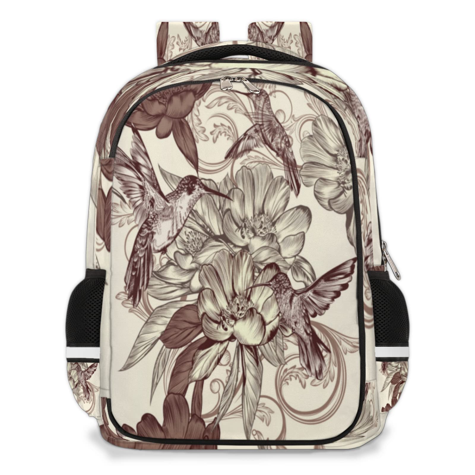 Vintage Hummingbird Laptop Backpack - Lightweight Waterproof Travel Backpack for Women & Men, Large Capacity School Bookbag with Multiple Pockets - Perfect for College, Work, Hiking & Daily Commute