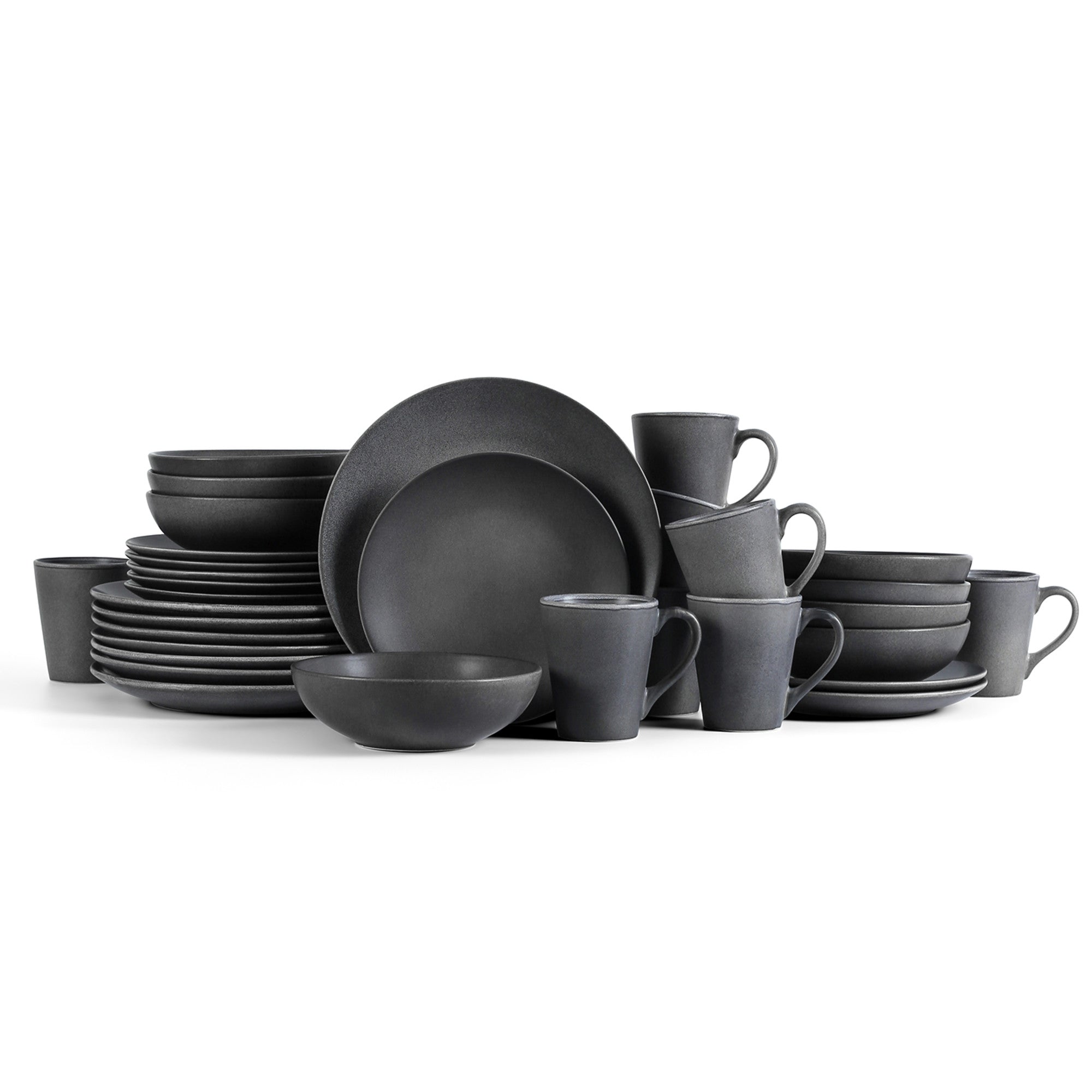 Premium Stoneware Dinnerware Set - 16-Piece Grey Dish Set for Everyday & Formal Dining - Durable & Stylish Tableware for Home, Restaurant, or Gift Giving