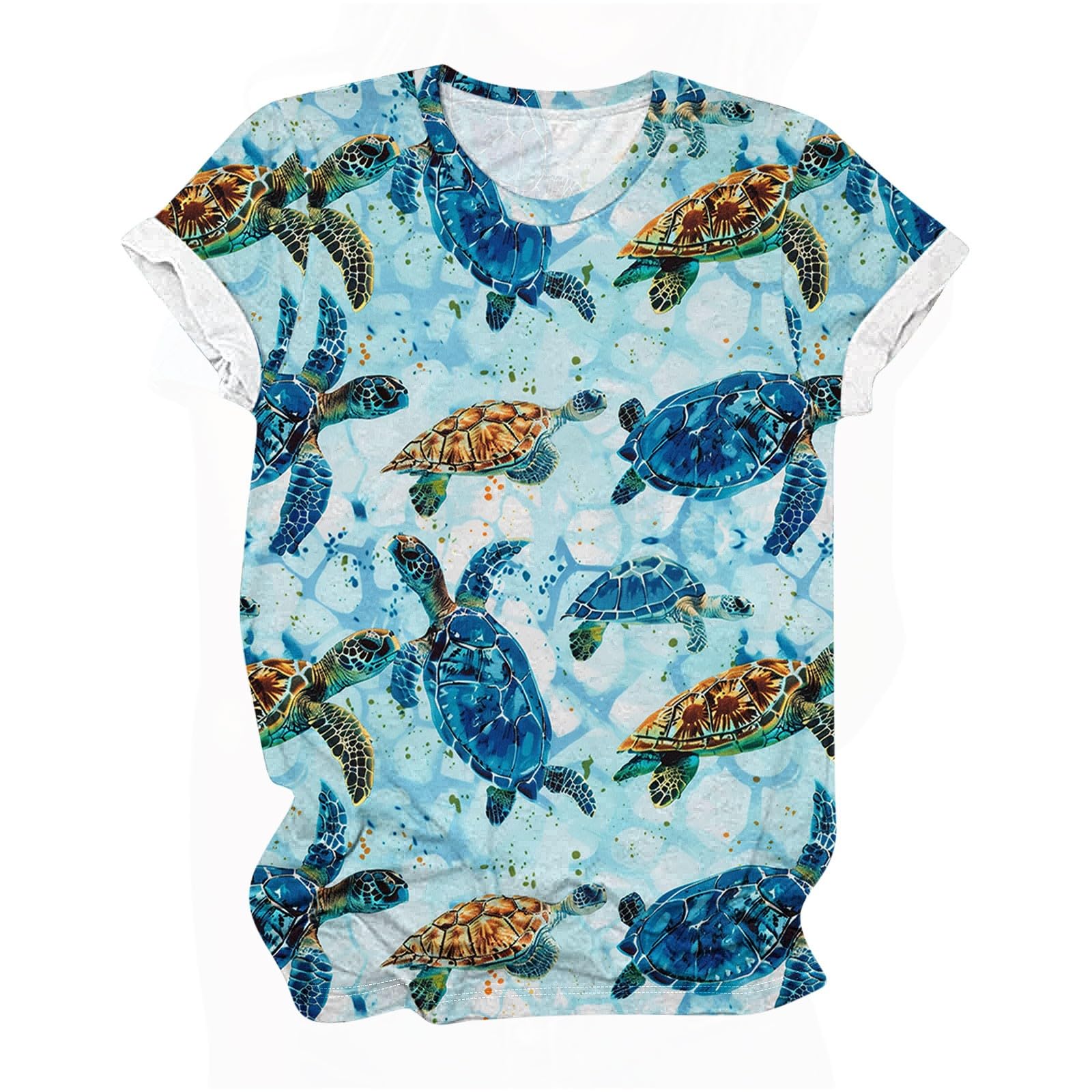 Women's Sea Turtle Graphic T-Shirt - Funny Animal Print Short Sleeve Summer Top - Loose Fit Casual Tee for Beach Vacation, Eco-Friendly Outing & Everyday Wear