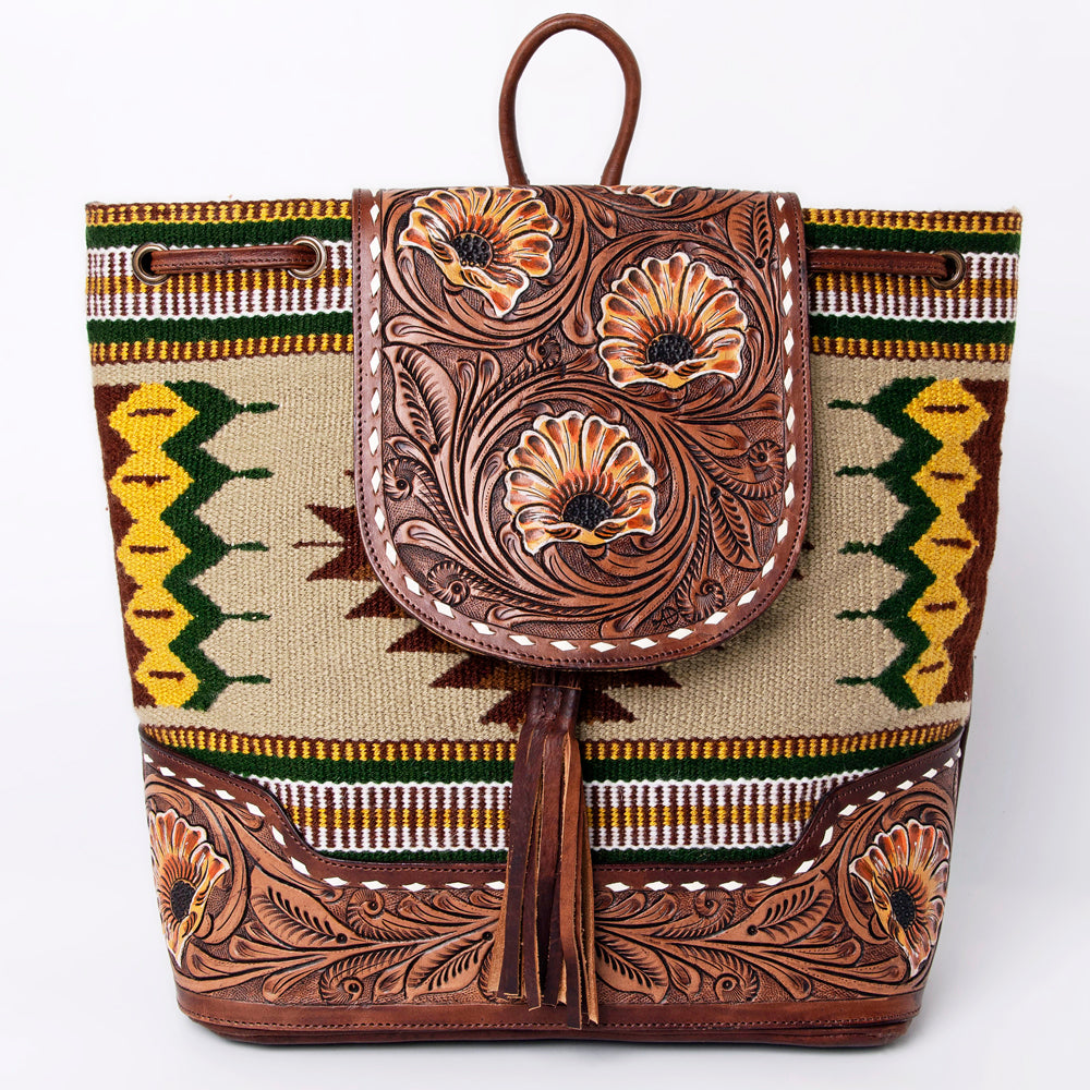 **Genuine Leather Western Handbag for Women - American Darling Hand Tooled Saddle Blanket Purse (ADBGZ653B) | Perfect for Cowgirl Style, Rodeo Events & Western Fashion**