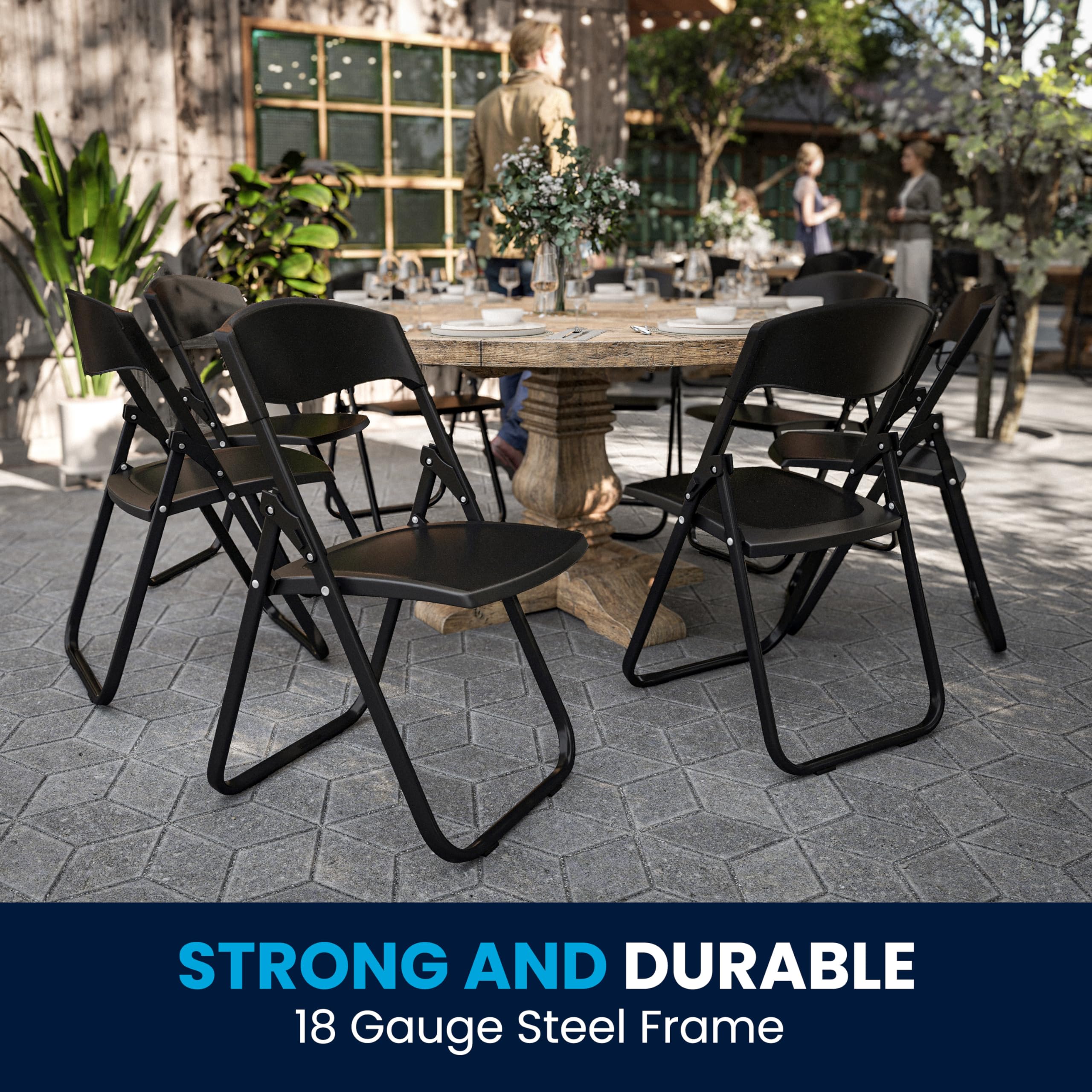Flash Furniture 6-Pack HERCULES Series Heavy Duty Black Plastic Folding Chairs - 500 lb Capacity, Built-in Ganging Brackets - Perfect for Events, Parties, Banquets and Outdoor Gatherings