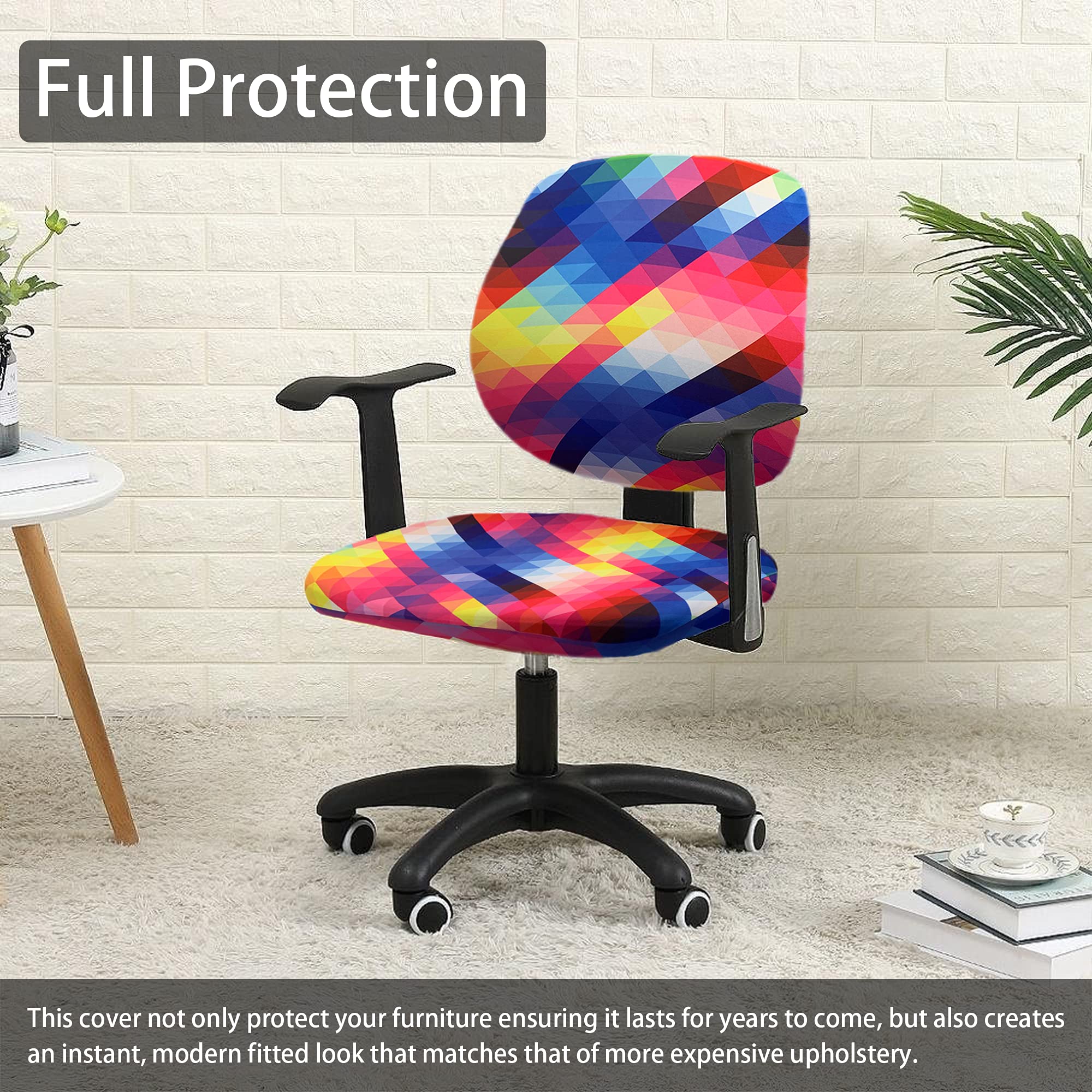 Stretchable Office Chair Cover Set of 2 - Waterproof Computer Desk Chair Slipcover for Swivel Chairs - Perfect for Home Office, Gaming & Conference Room Protection