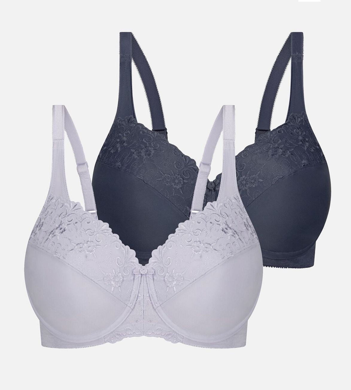 Embroidered Minimizer Underwire Bra Twin Pack - Comfortable Support for Everyday Wear & Special Occasions